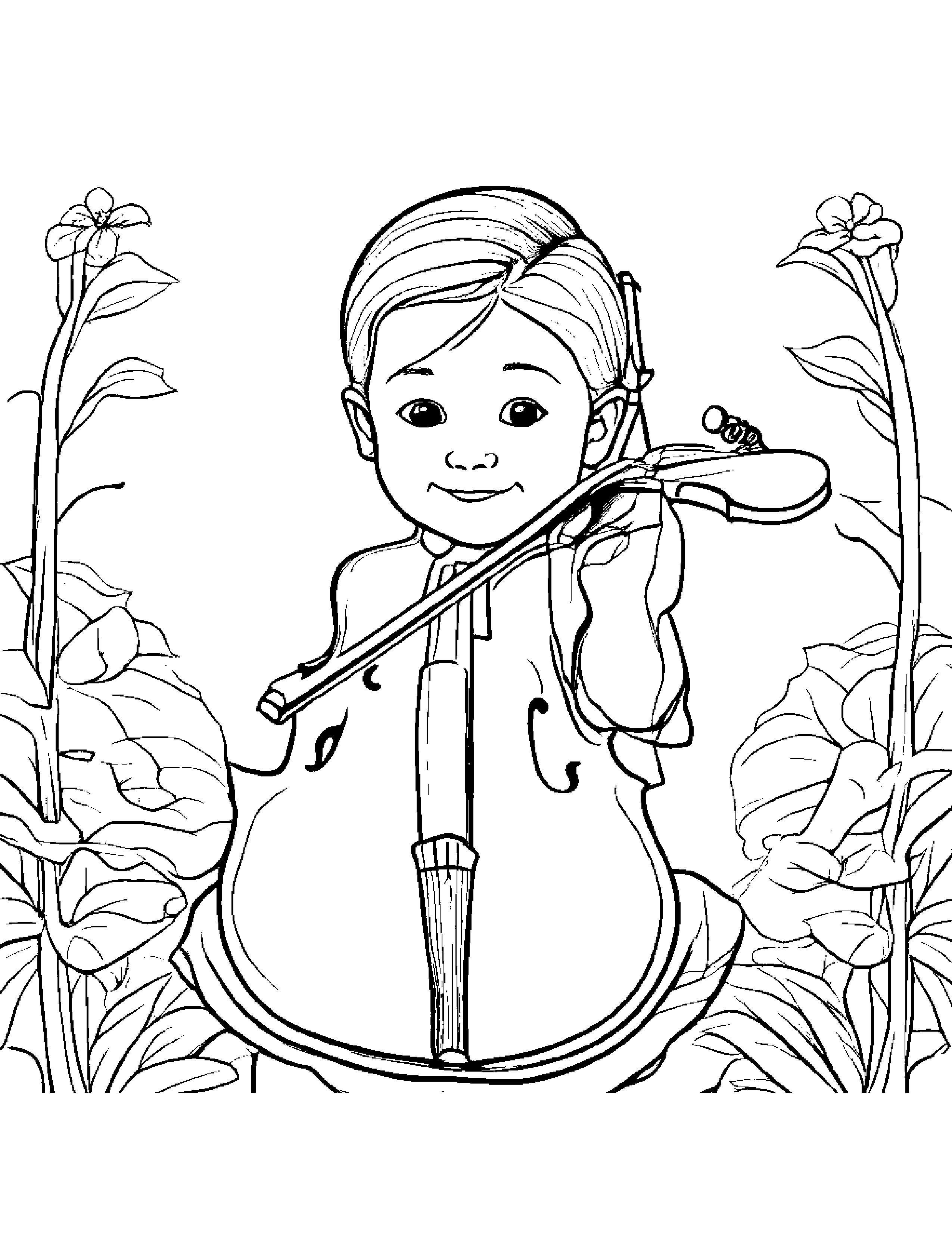 Happy Violin #5 Coloring Page (Free Printable PDF)