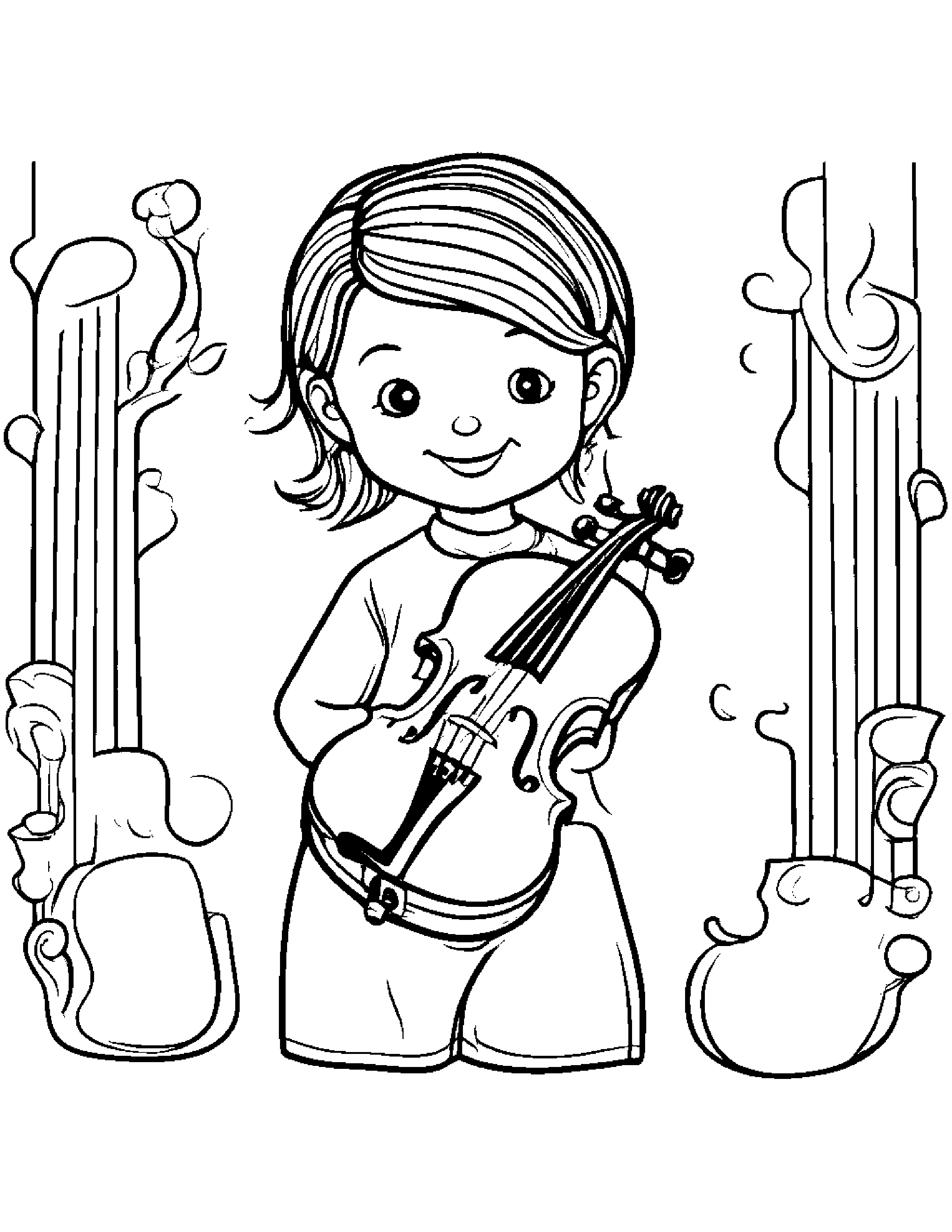 Happy Violin Coloring Page (Free Printable PDF)