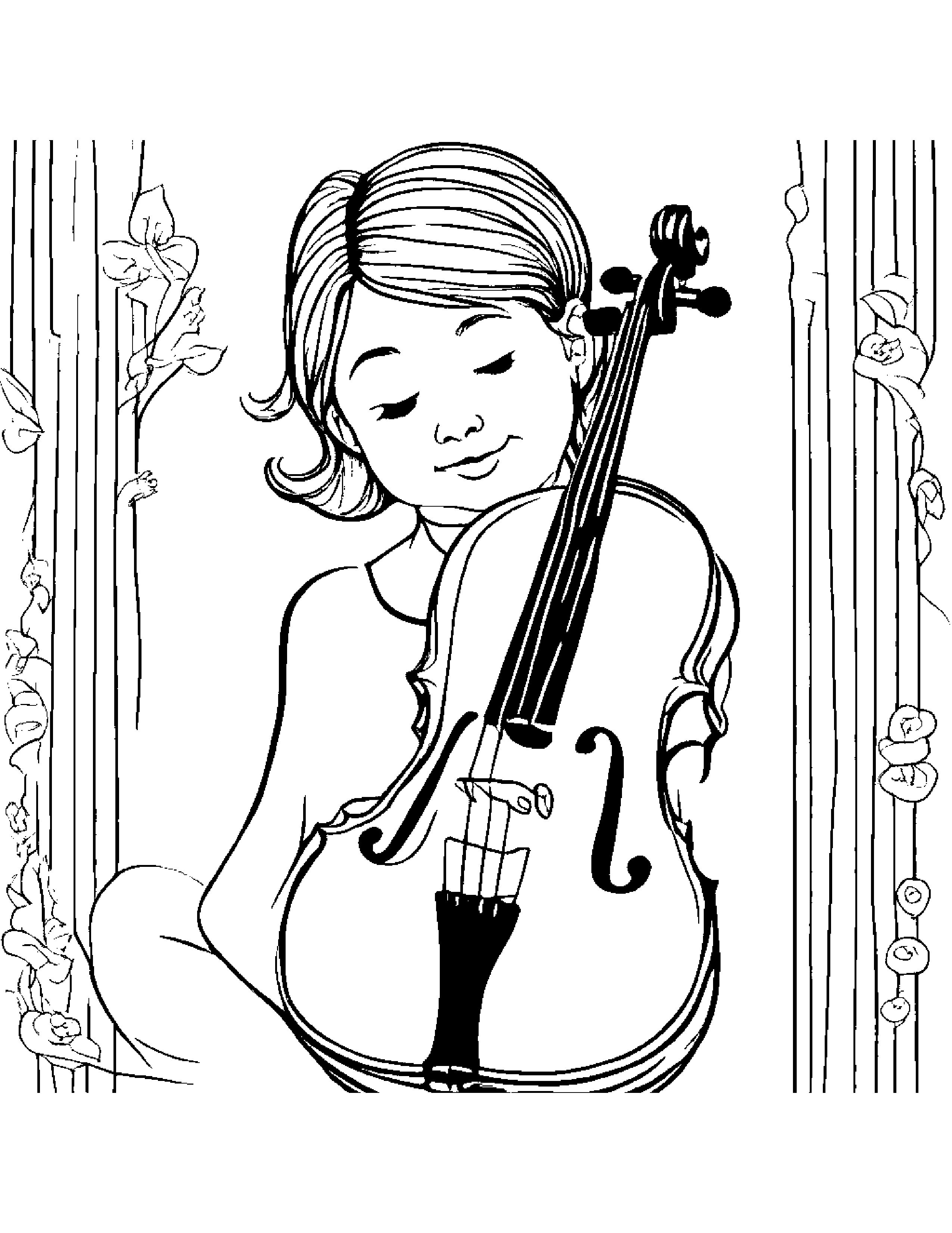 Helpful Violin #2 Coloring Page (Free Printable PDF)