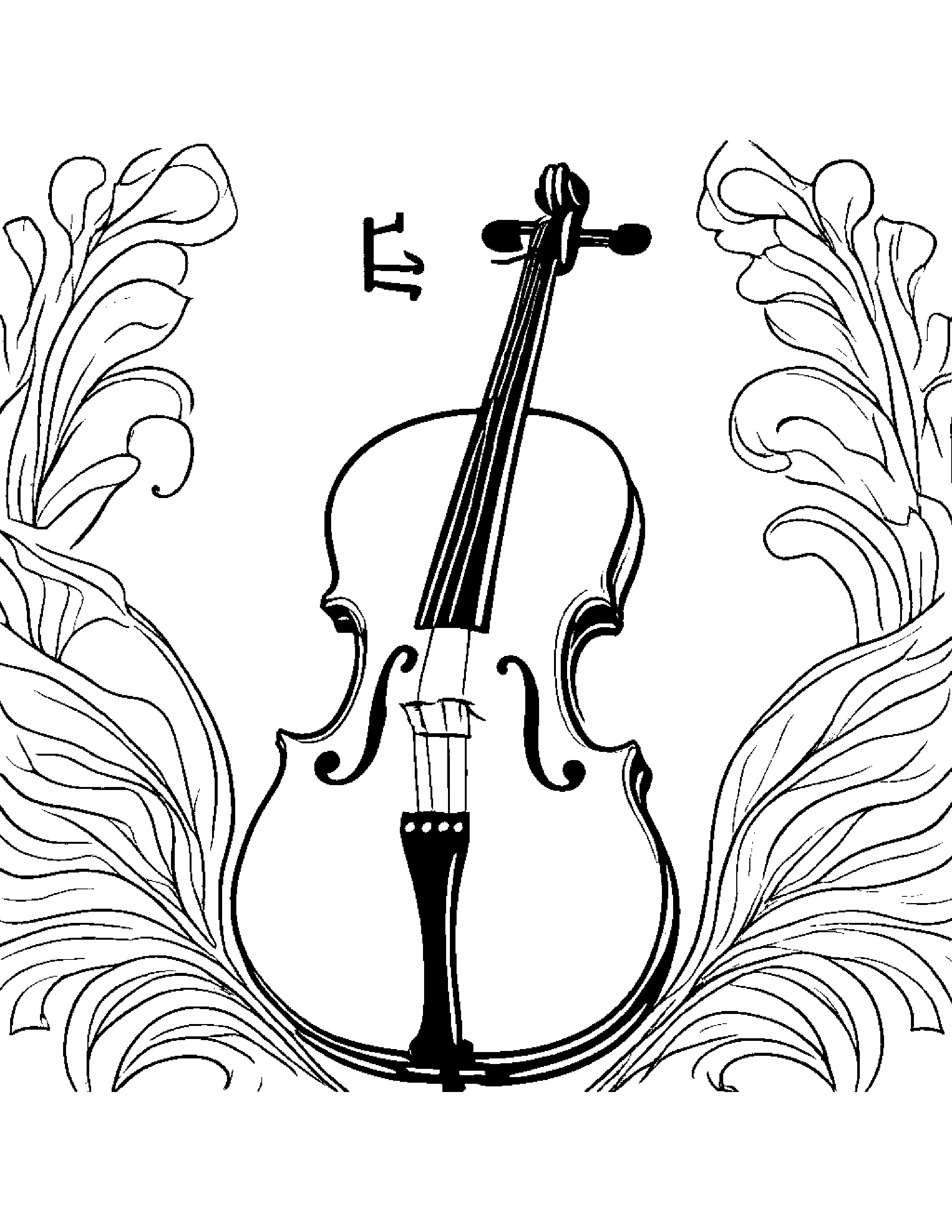 Helpful Violin #3 Coloring Page (Free Printable PDF)