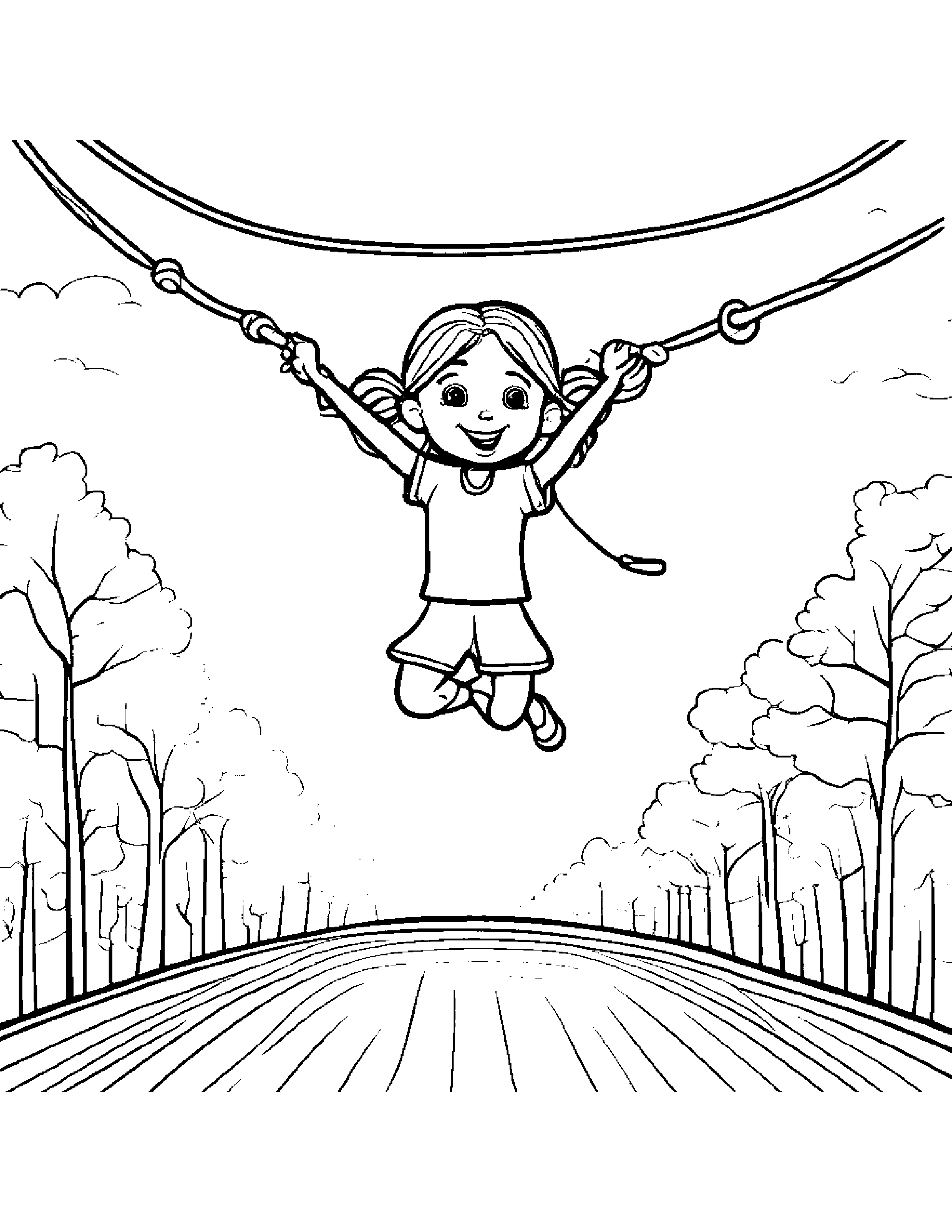 Jump Rope Dancing #2 Coloring Page (Free Printable PDF)