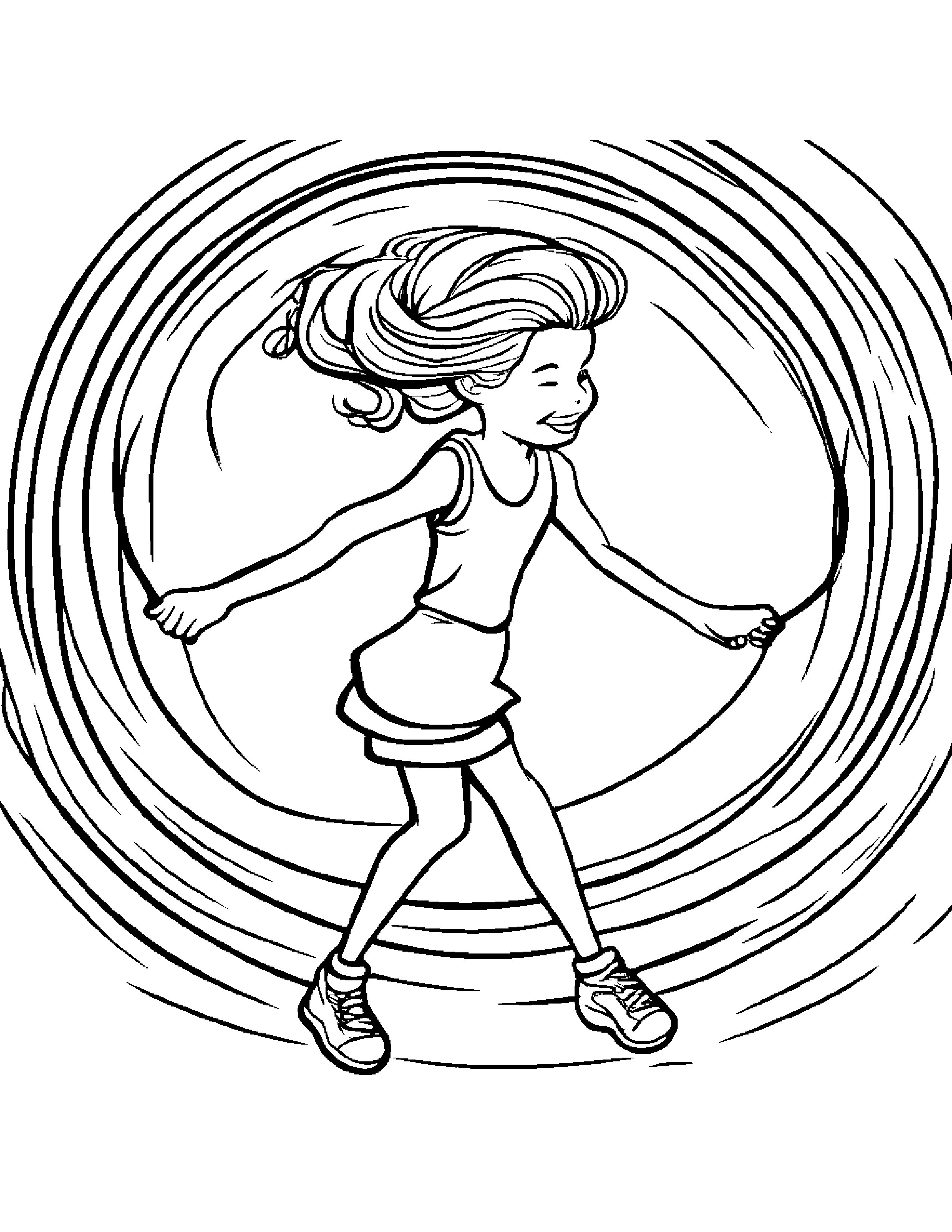 Jump Rope Dancing #3 Coloring Page (Free Printable PDF)