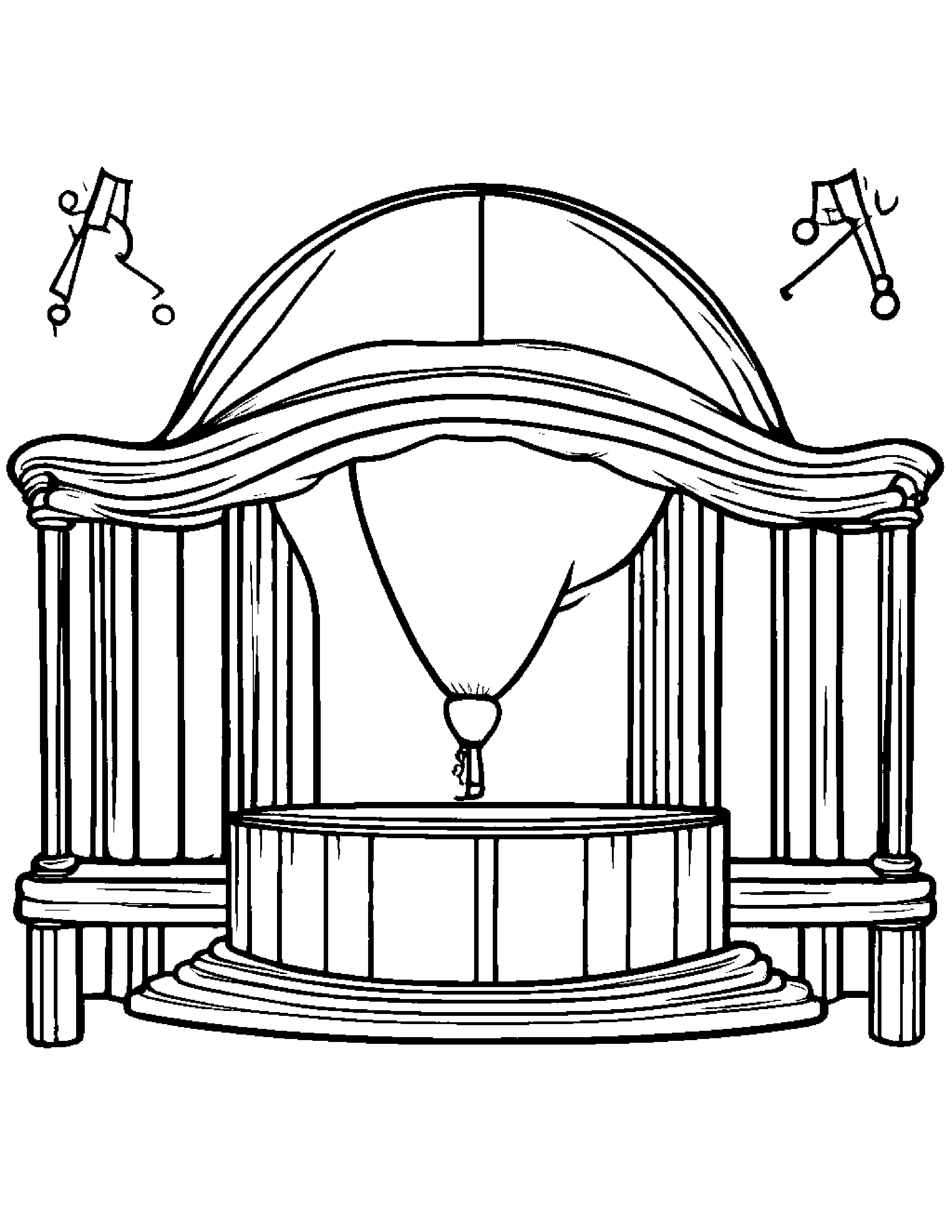 Kind Balloon On A Music Stage Coloring Page (Free Printable PDF)