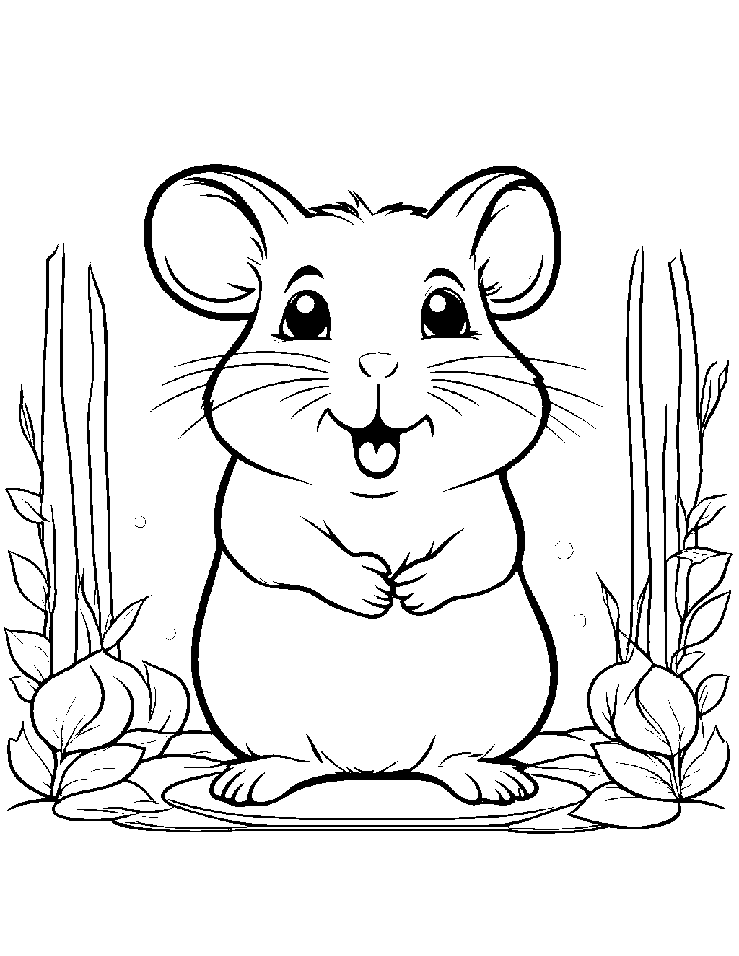 Kind Hamster Singing Coloring Page (Free Printable PDF)