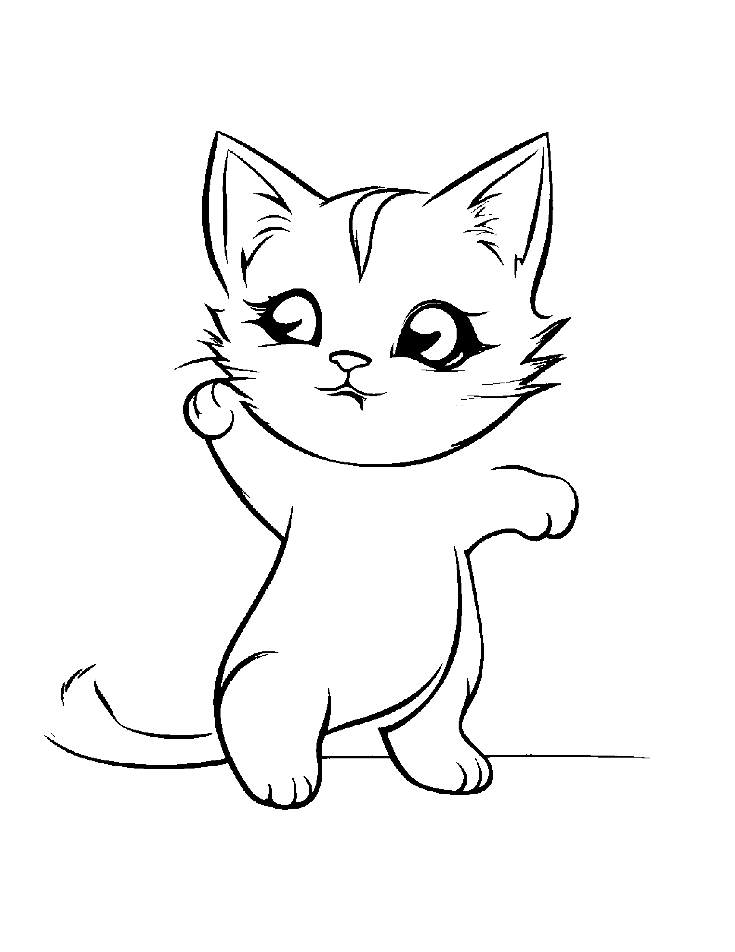 Kitten Dancing #2 Coloring Page (Free Printable PDF)