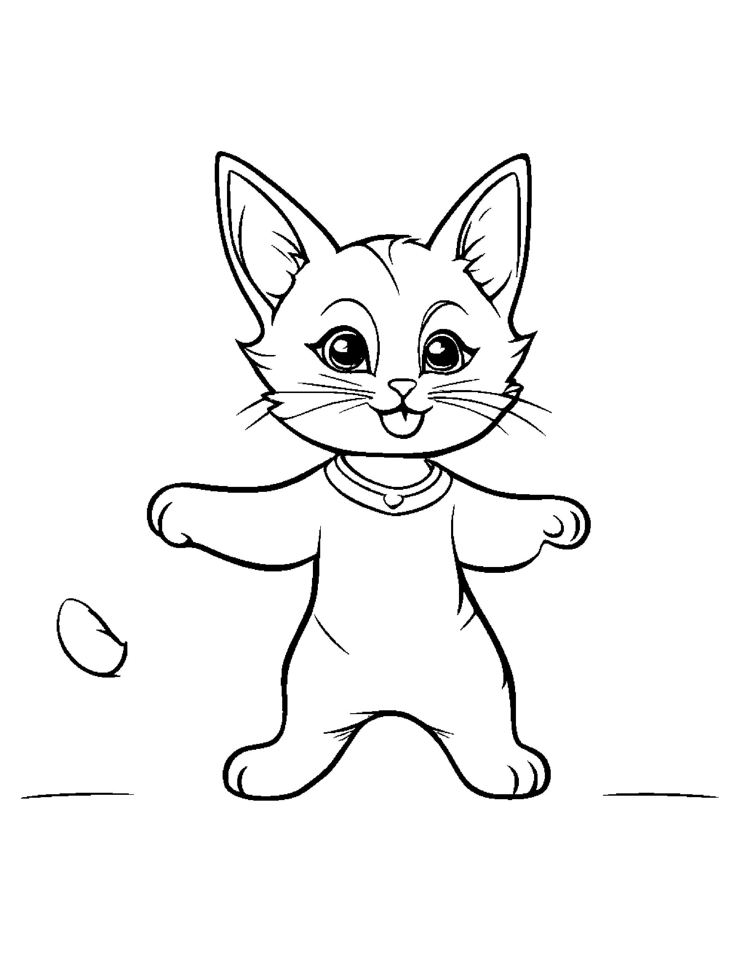 Kitten Dancing #3 Coloring Page (Free Printable PDF)