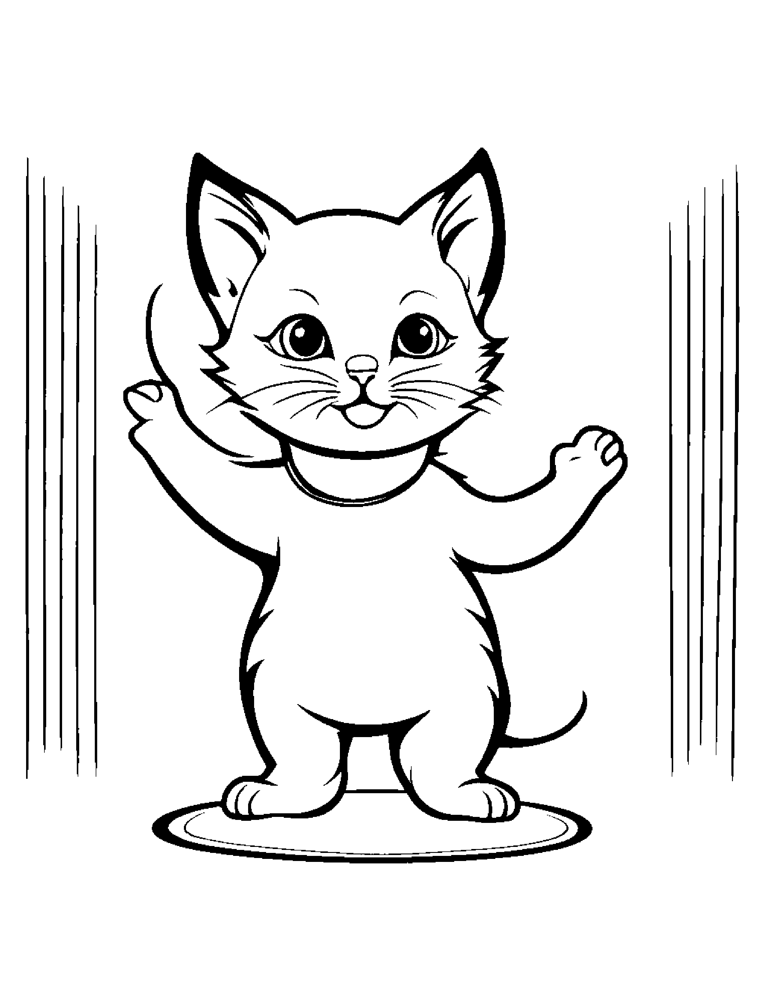 Kitten Dancing Coloring Page (Free Printable PDF)