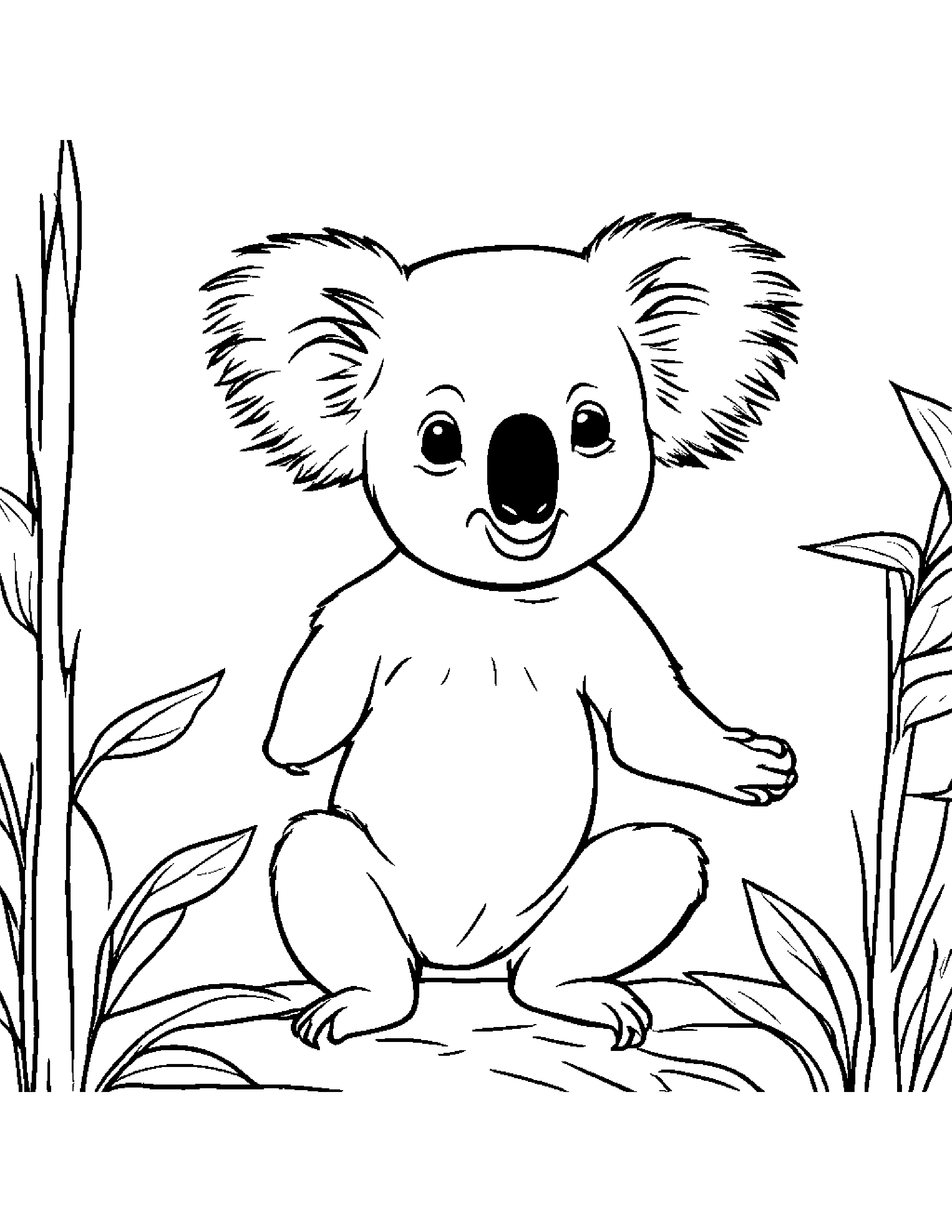 Koala Dancing #2 Coloring Page (Free Printable PDF)