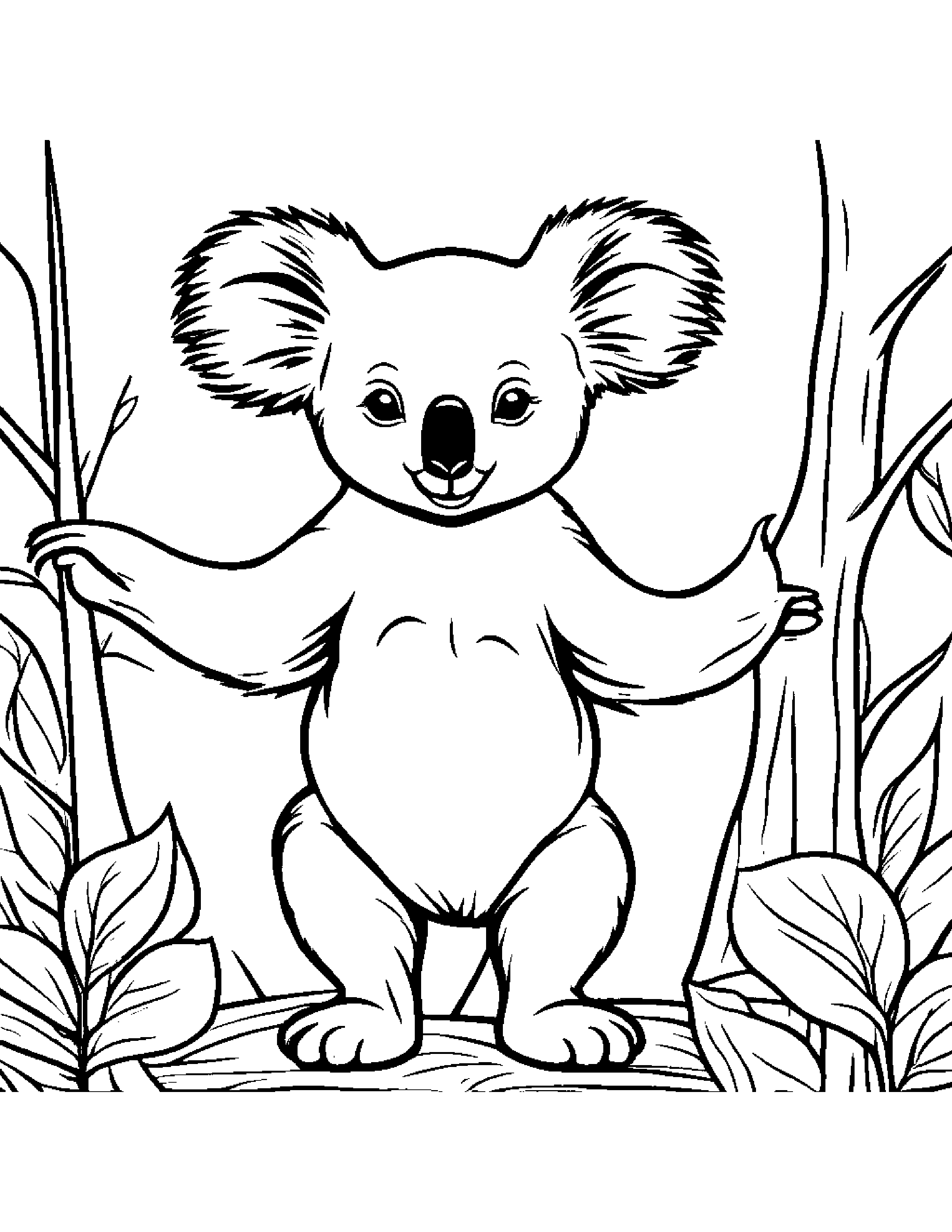Koala Dancing Coloring Page (Free Printable PDF)