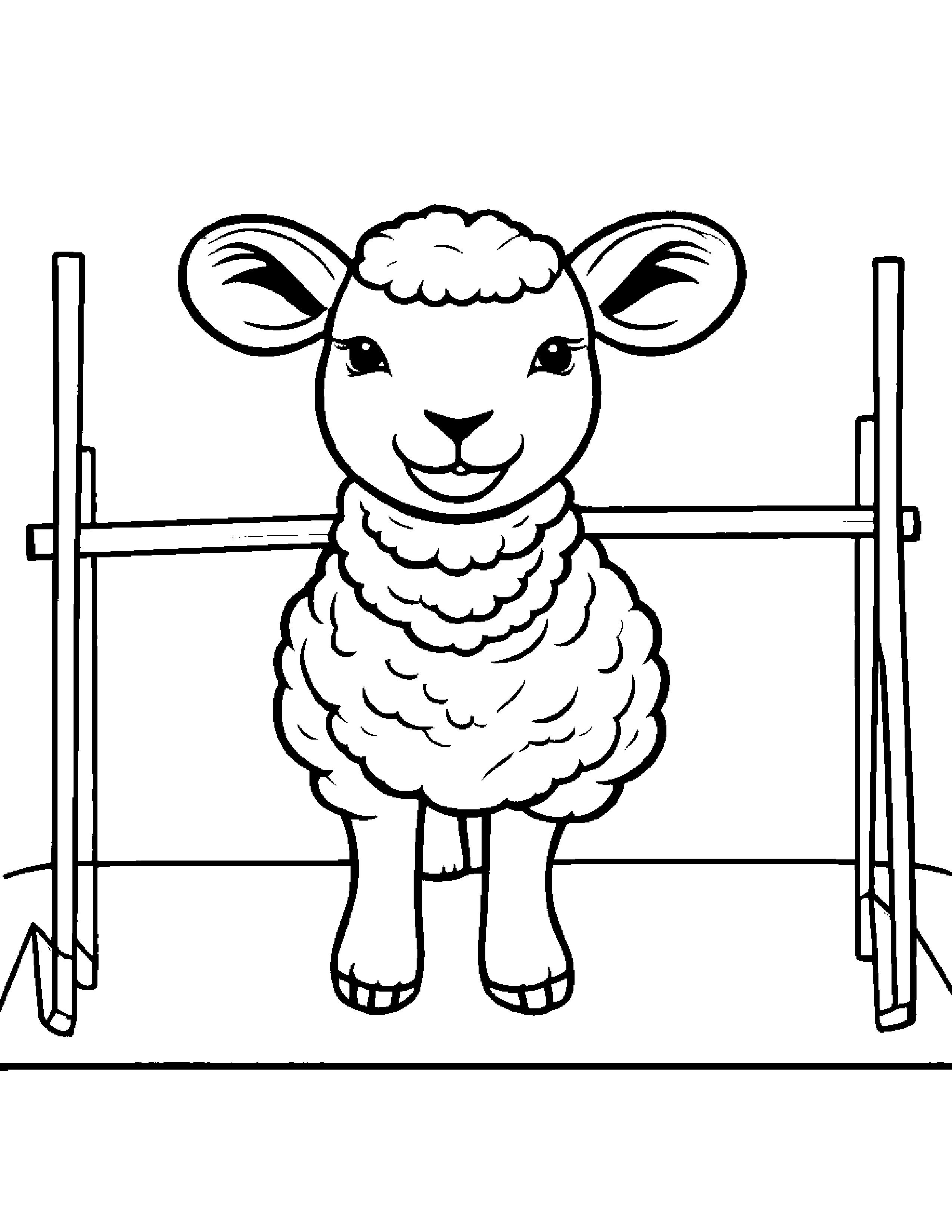Lamb Balancing On A Line #2 Coloring Page (Free Printable PDF)