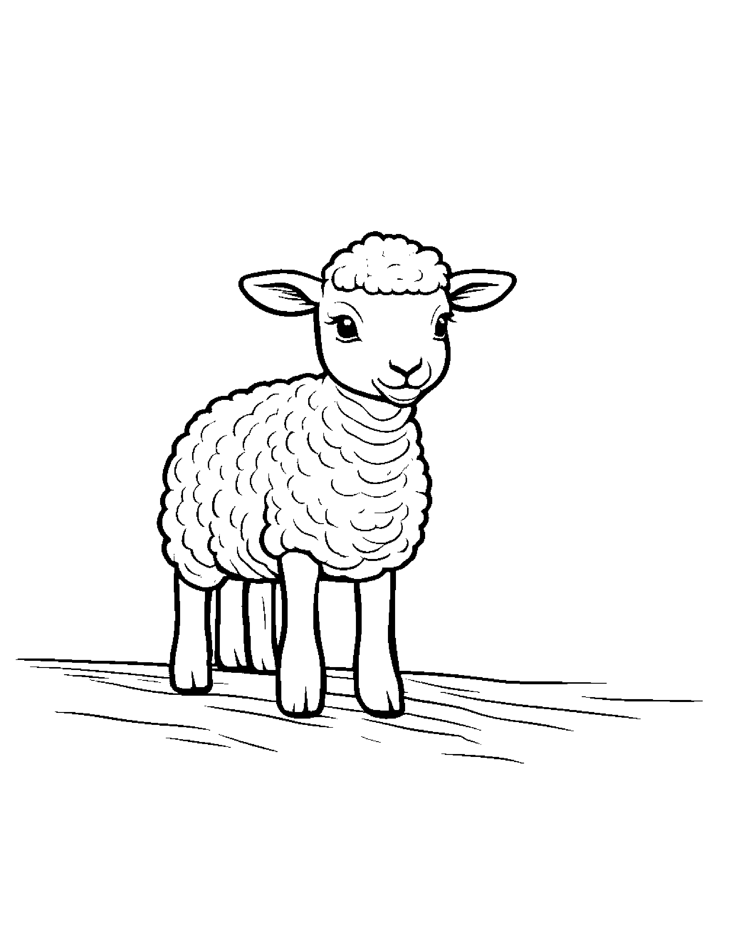 Lamb Balancing On A Line #3 Coloring Page (Free Printable PDF)