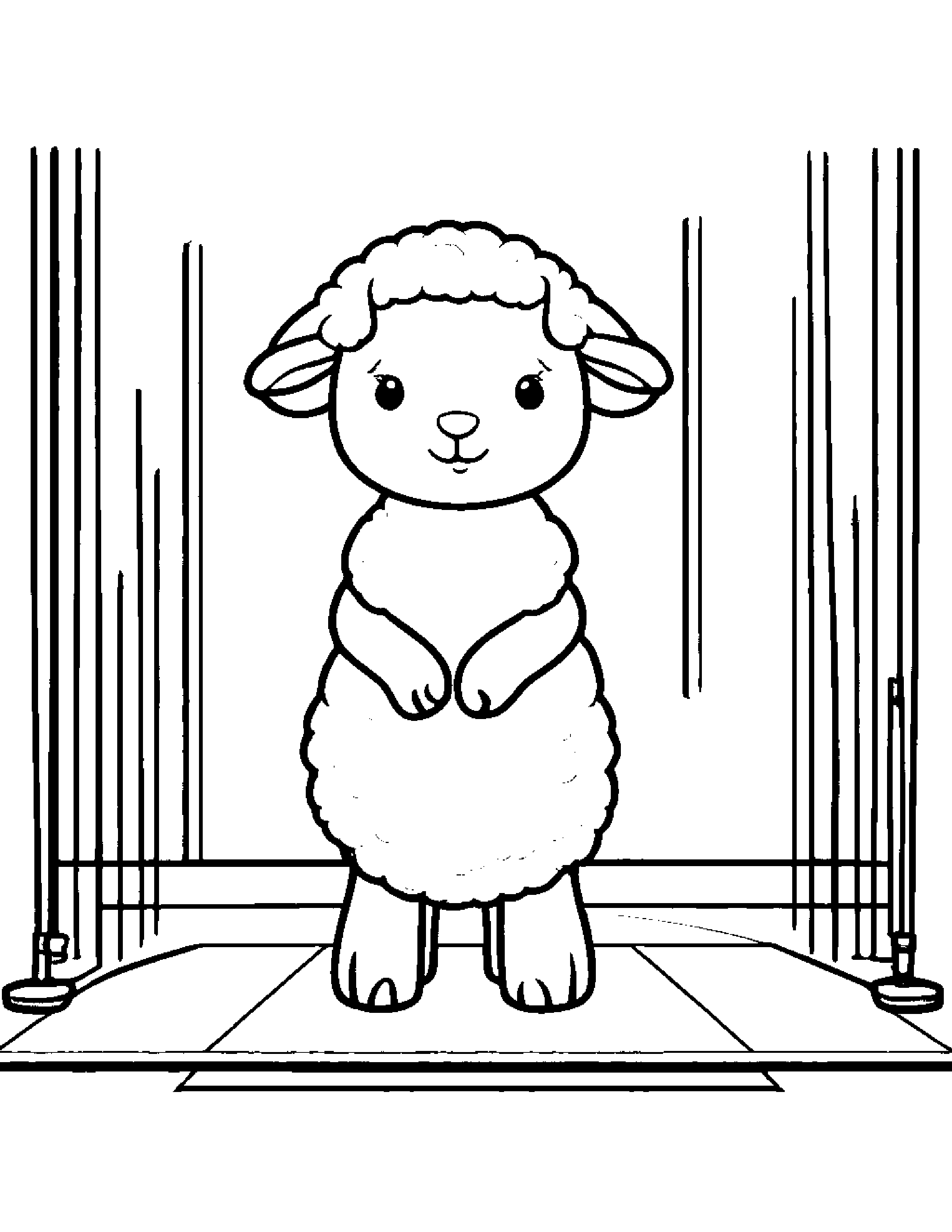 Lamb Balancing On A Line On A Music Stage #2 Coloring Page (Free Printable PDF)