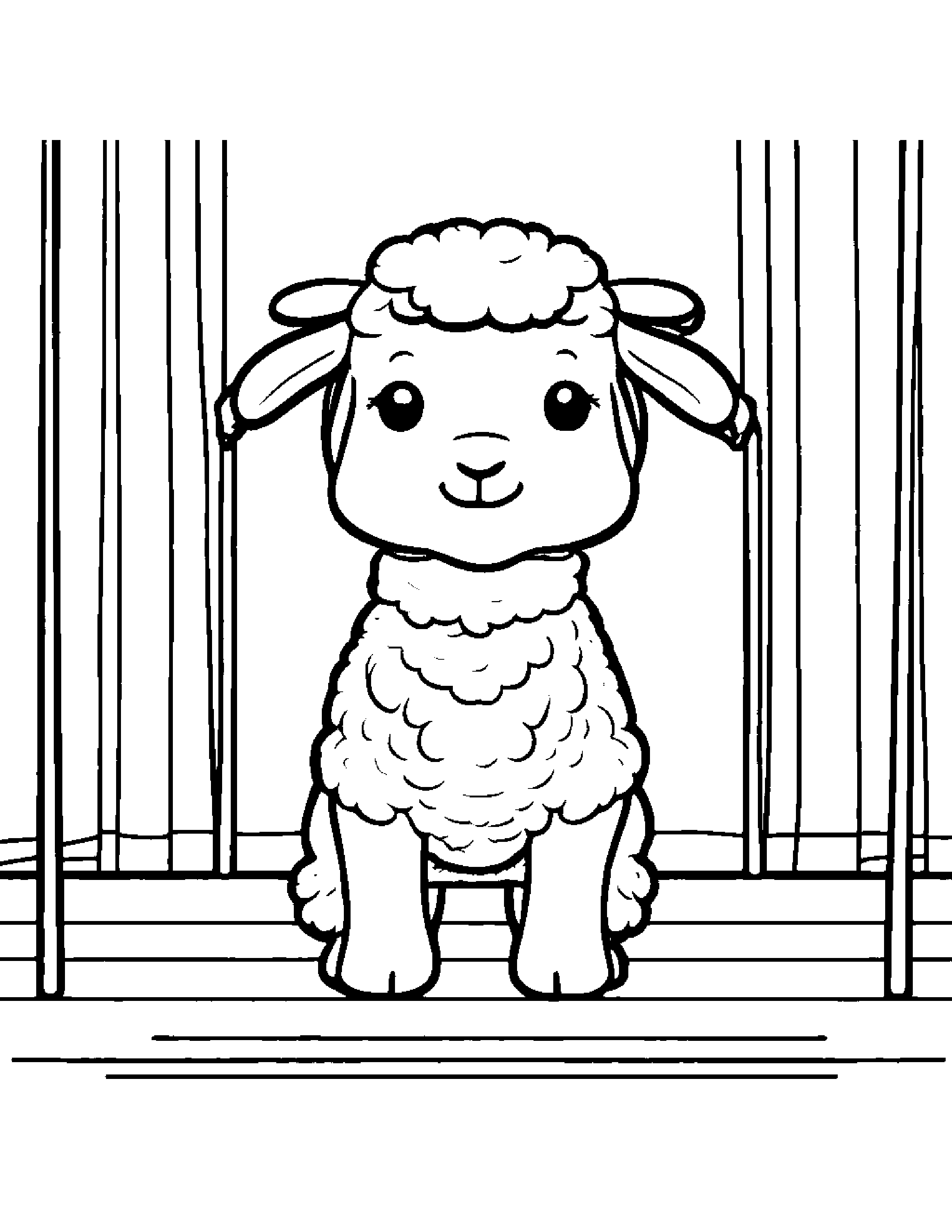 Lamb Balancing On A Line On A Music Stage #3 Coloring Page (Free Printable PDF)