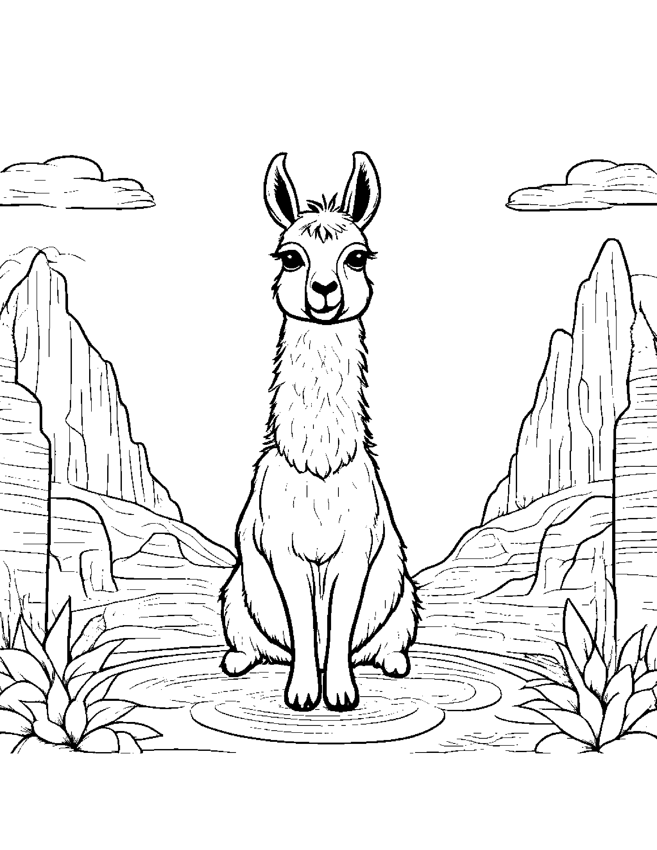 Llama Playing Pat-A-Cake #3 Coloring Page (Free Printable PDF)