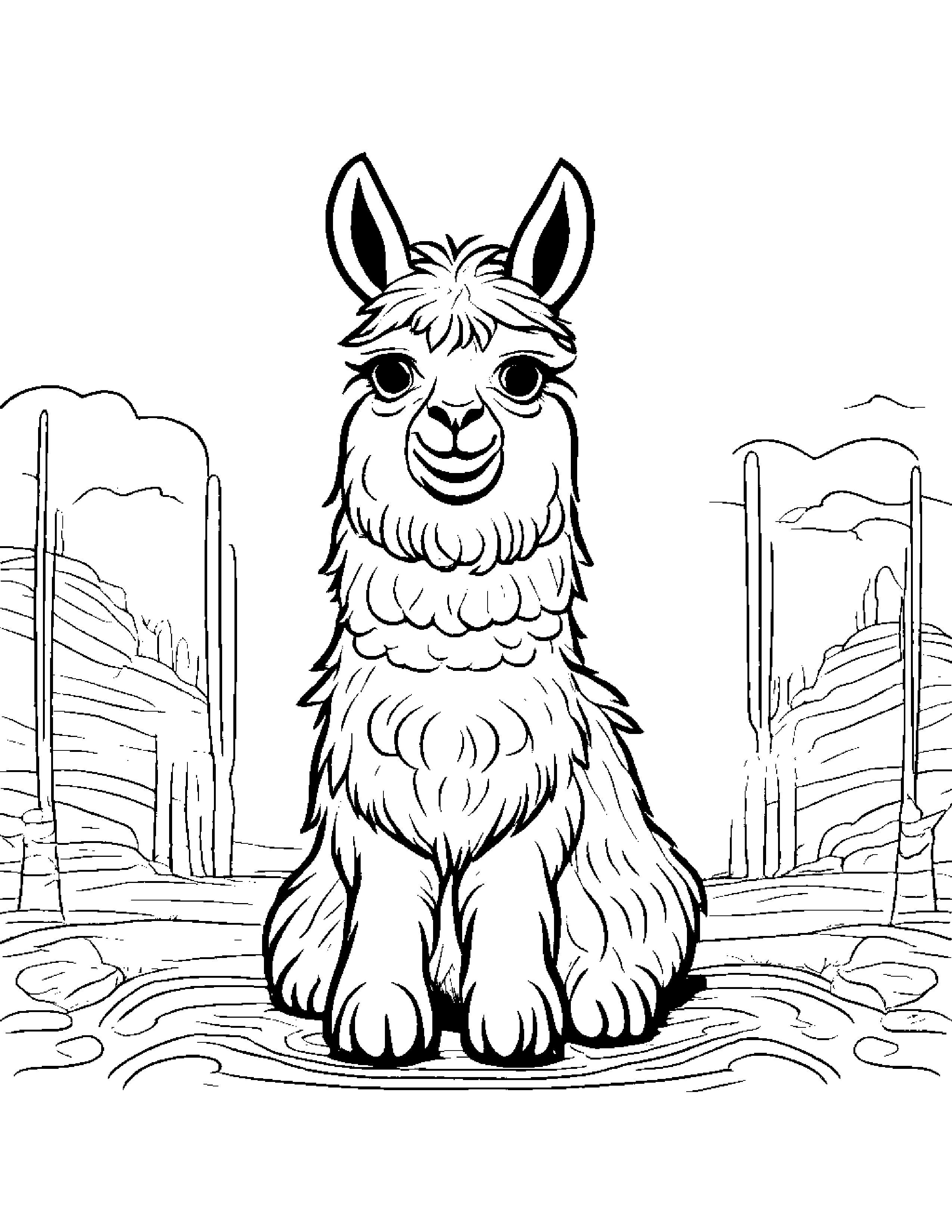 Llama Playing Pat-A-Cake #4 Coloring Page (Free Printable PDF)