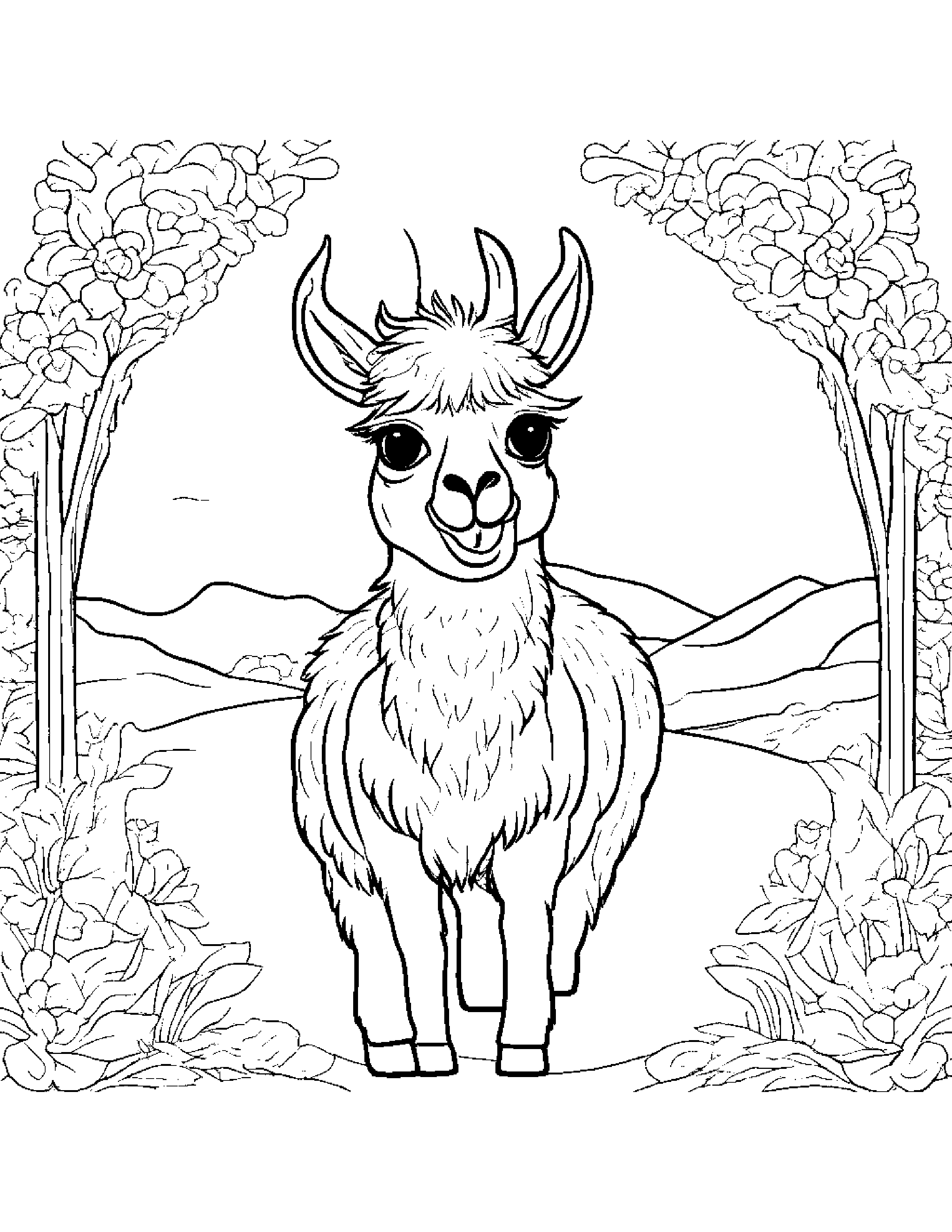 Llama Playing Pat-A-Cake #5 Coloring Page (Free Printable PDF)