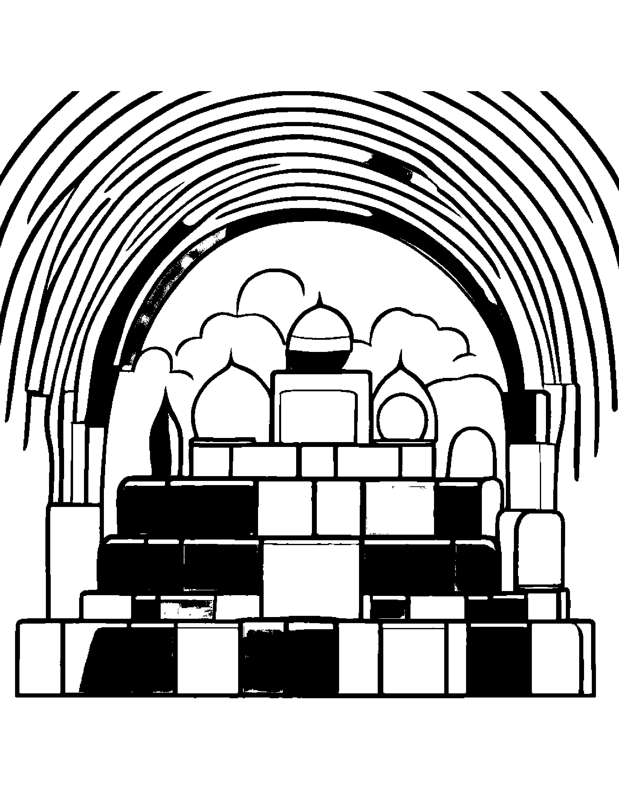 Maracas Stacking Blocks Under A Rainbow #2 Coloring Page (Free Printable PDF)