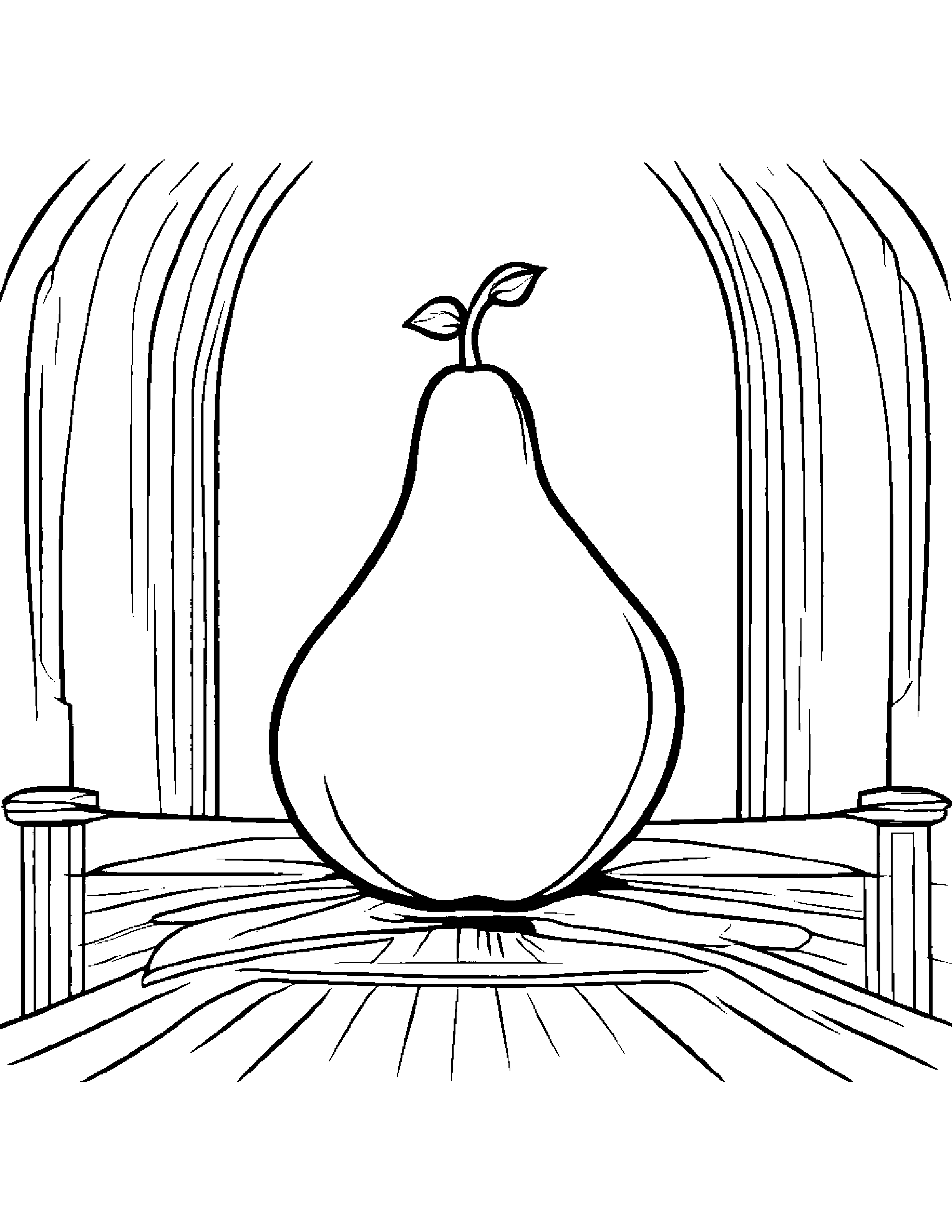 Pear With A Ribbon On A Music Stage #2 Coloring Page (Free Printable PDF)
