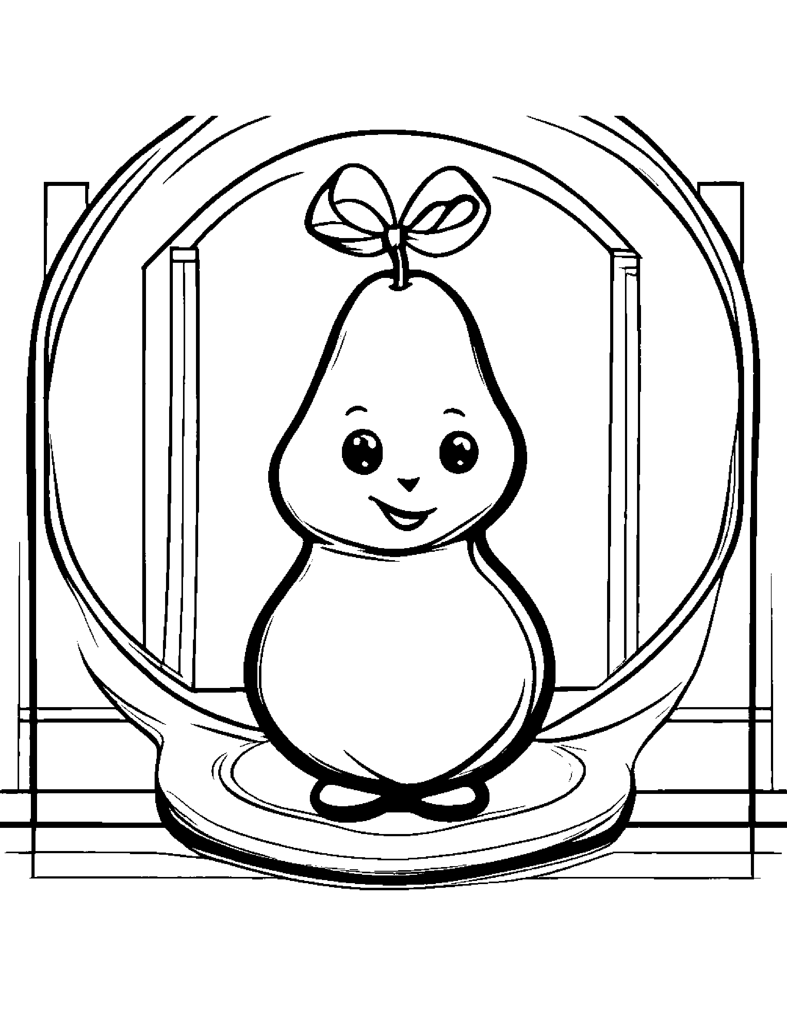Pear With A Ribbon On A Music Stage #3 Coloring Page (Free Printable PDF)