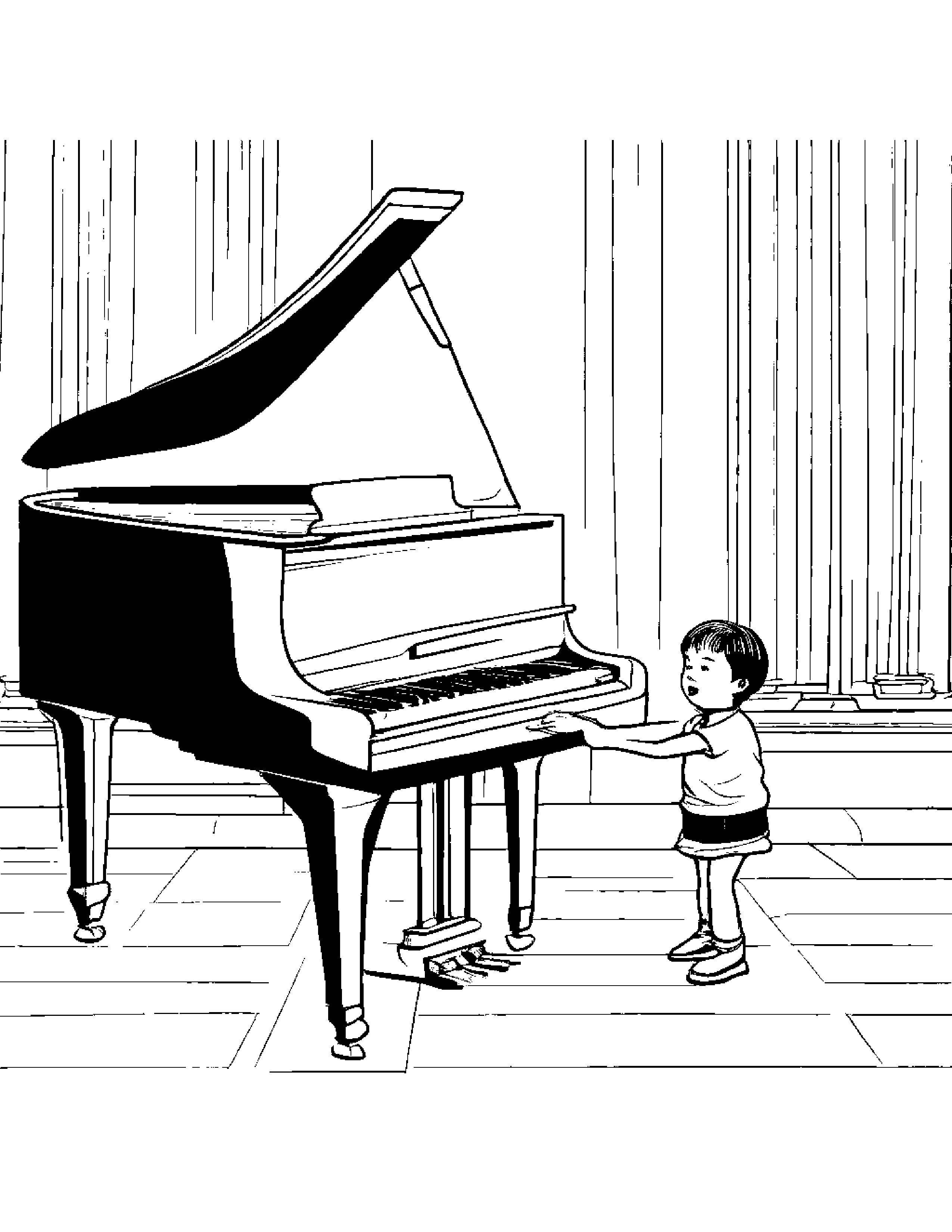 Piano Dancing #3 Coloring Page (Free Printable PDF)