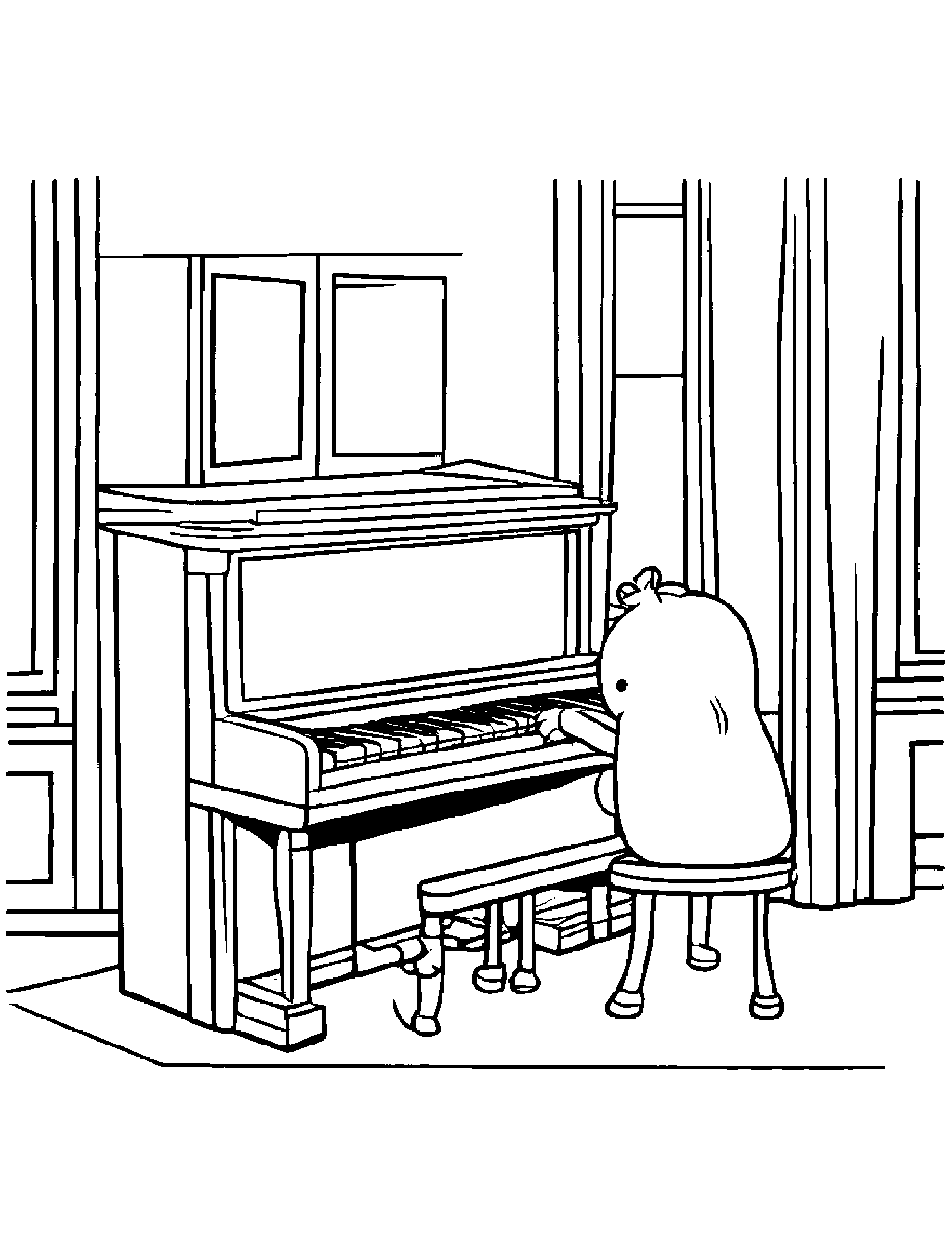 Piano Giving A High Five #2 Coloring Page (Free Printable PDF)