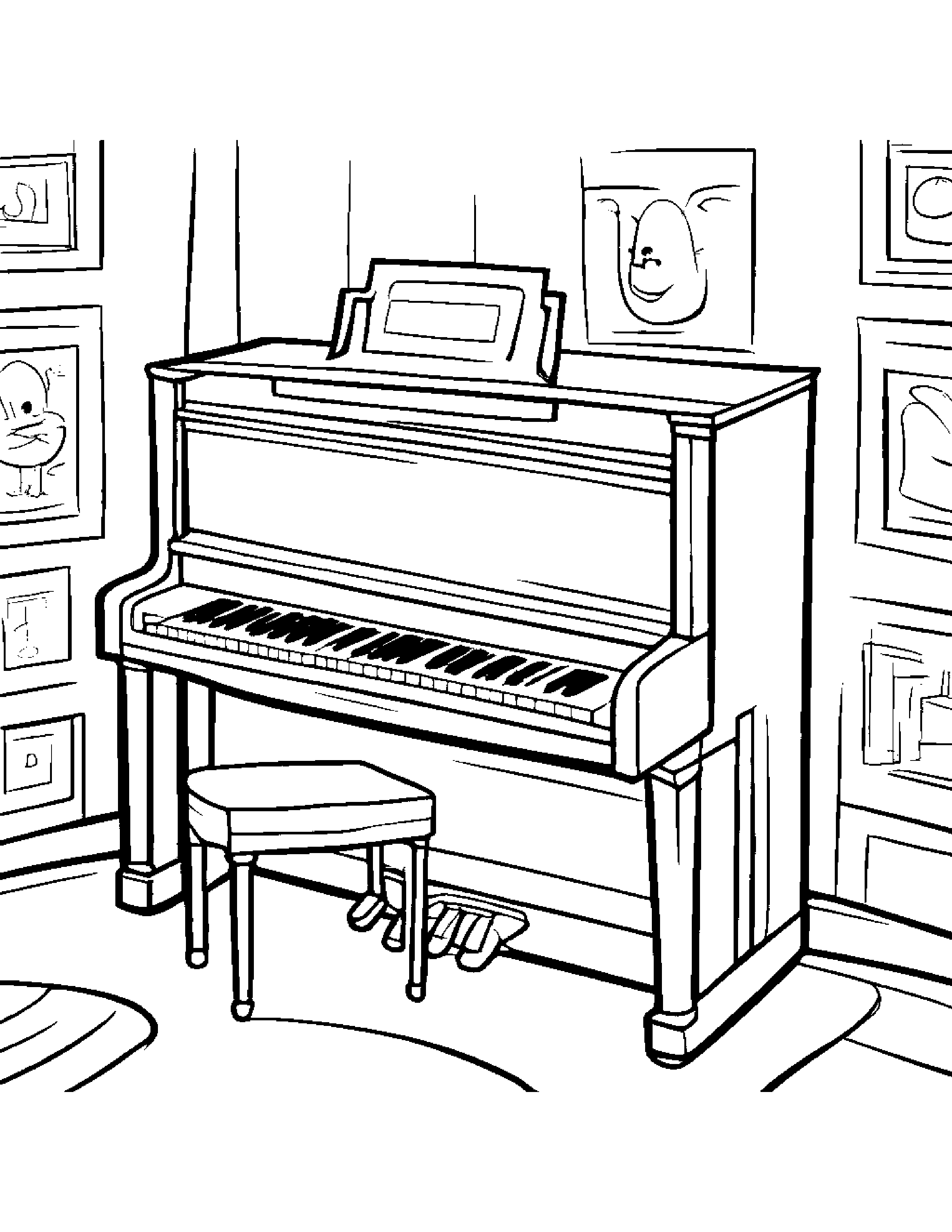 Piano Making Silly Faces #2 Coloring Page (Free Printable PDF)