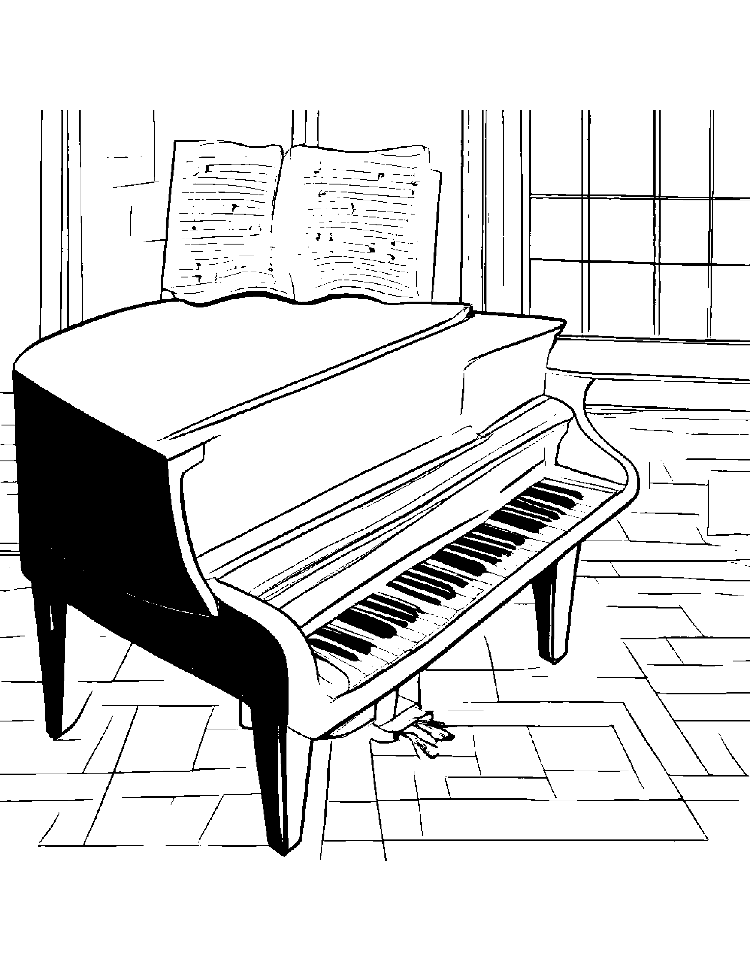 Piano Making Silly Faces #5 Coloring Page (Free Printable PDF)