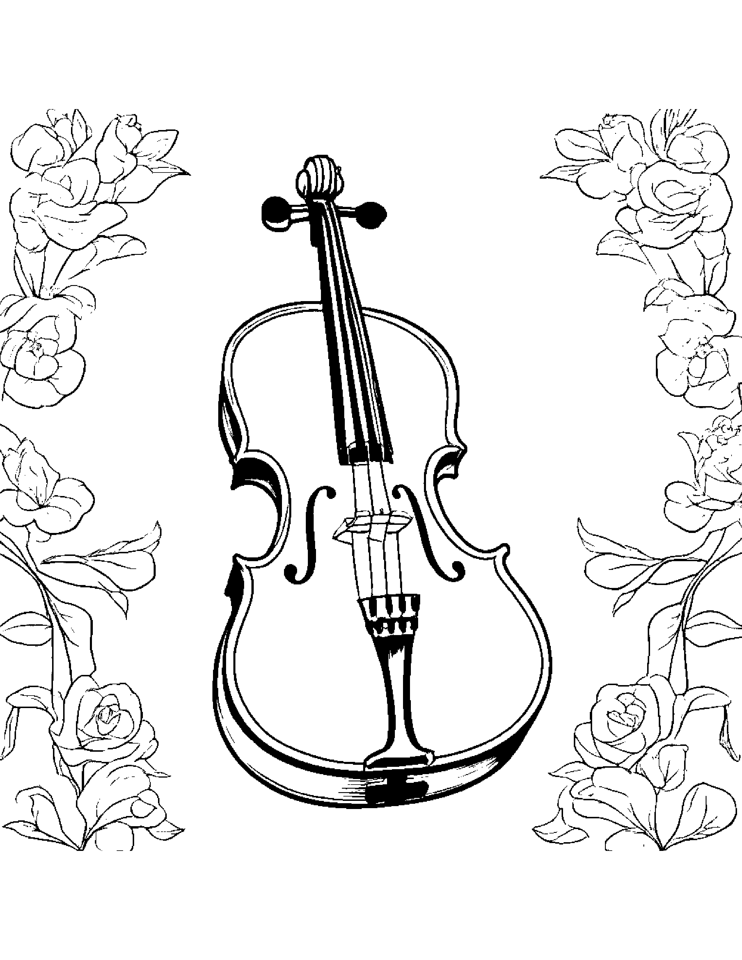 Playful Violin #2 Coloring Page (Free Printable PDF)