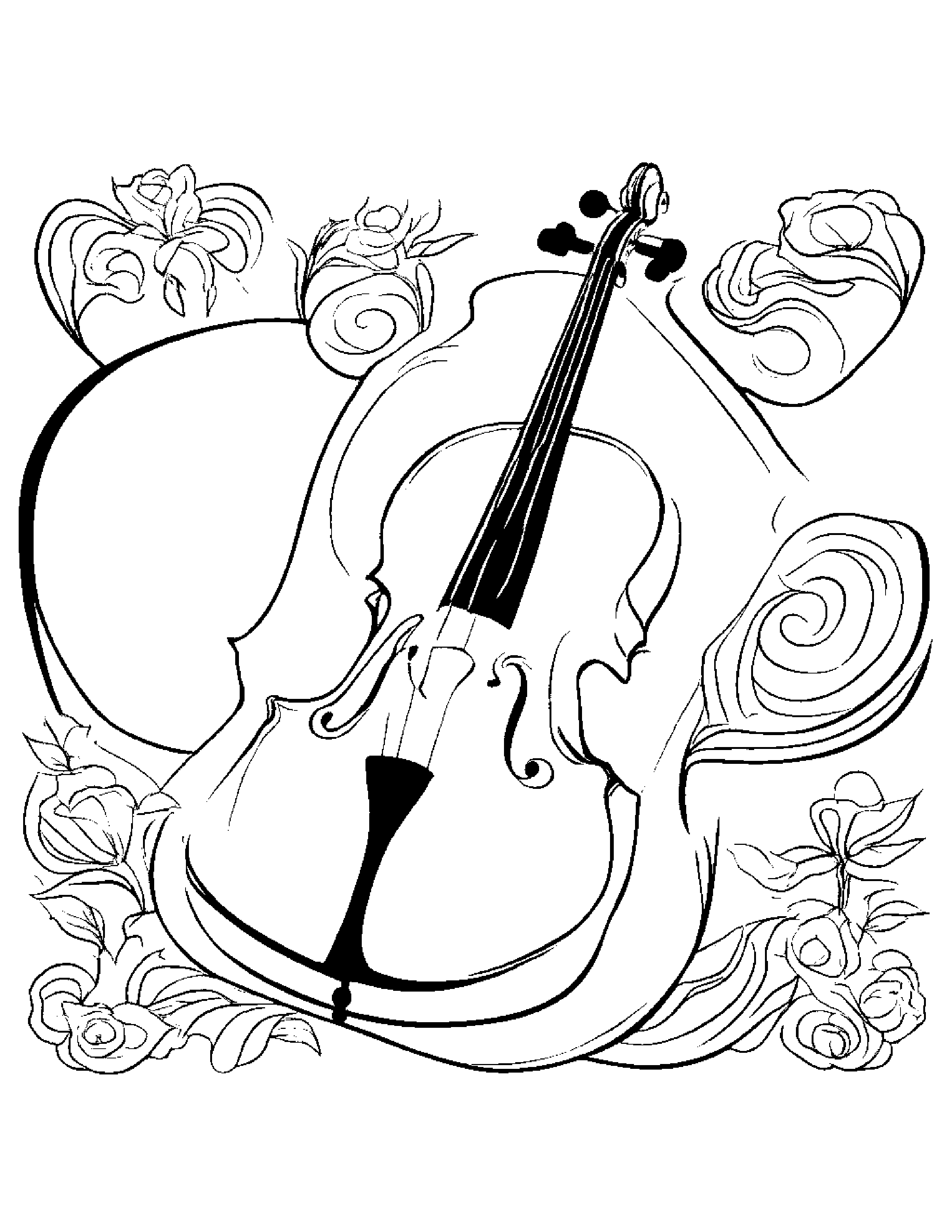 Playful Violin #3 Coloring Page (Free Printable PDF)