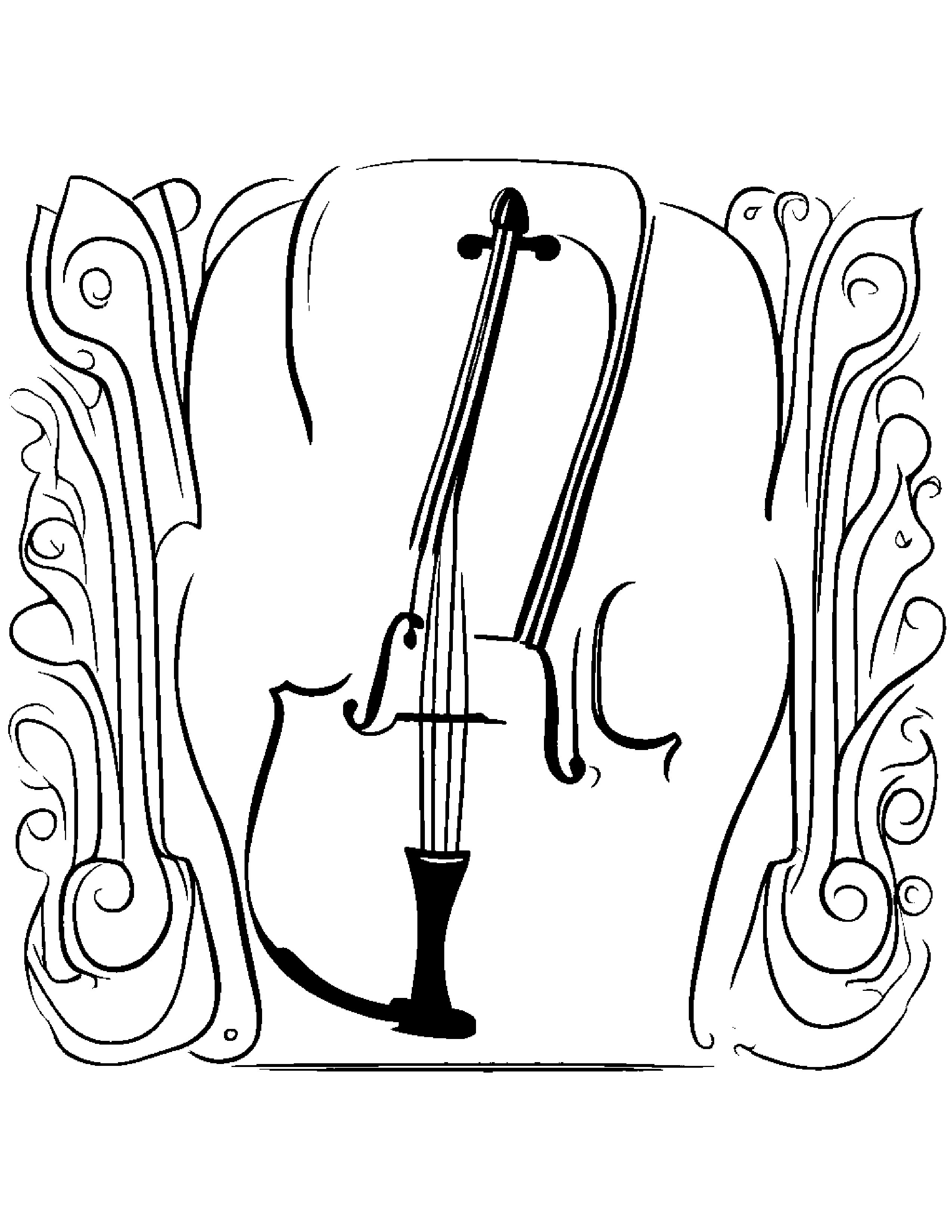 Playful Violin Coloring Page (Free Printable PDF)