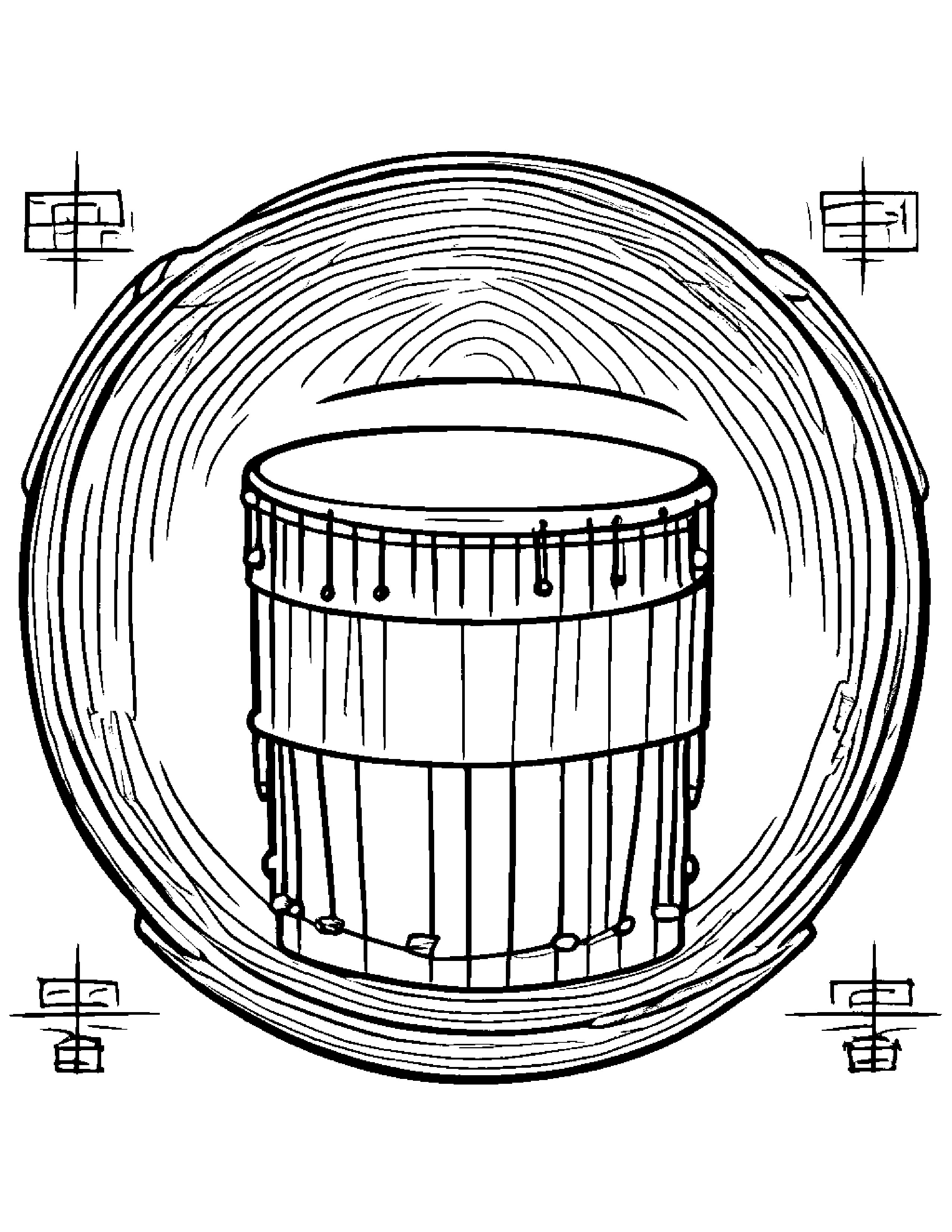 Polite Drum #3 Coloring Page (Free Printable PDF)