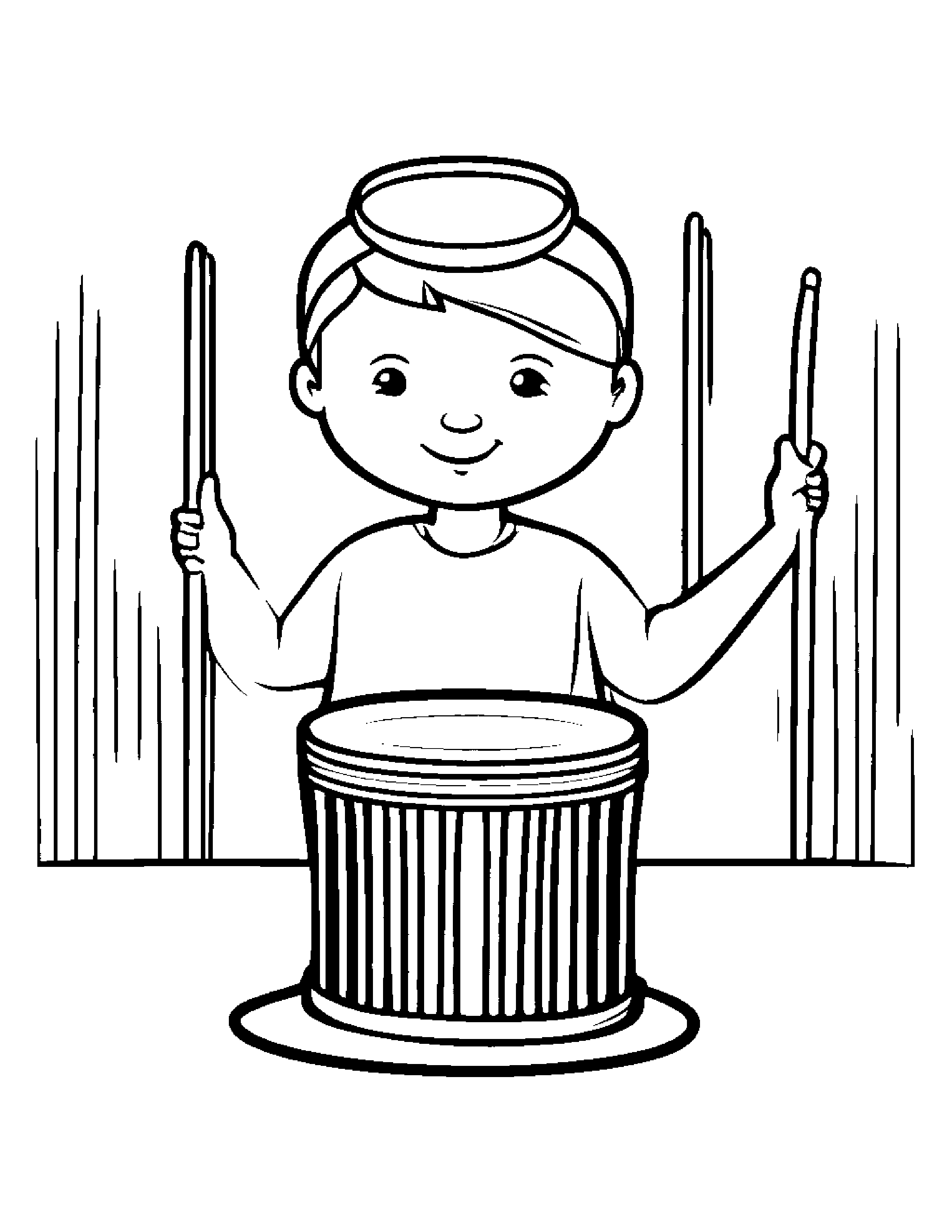 Polite Drum Coloring Page (Free Printable PDF)