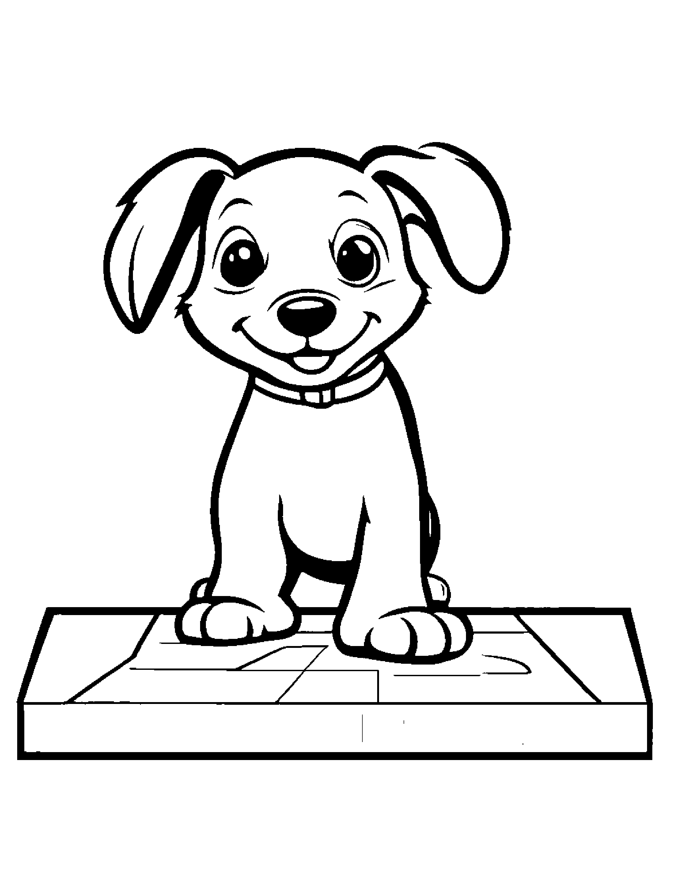 Puppy Dog Playing Hopscotch #2 Coloring Page (Free Printable PDF)
