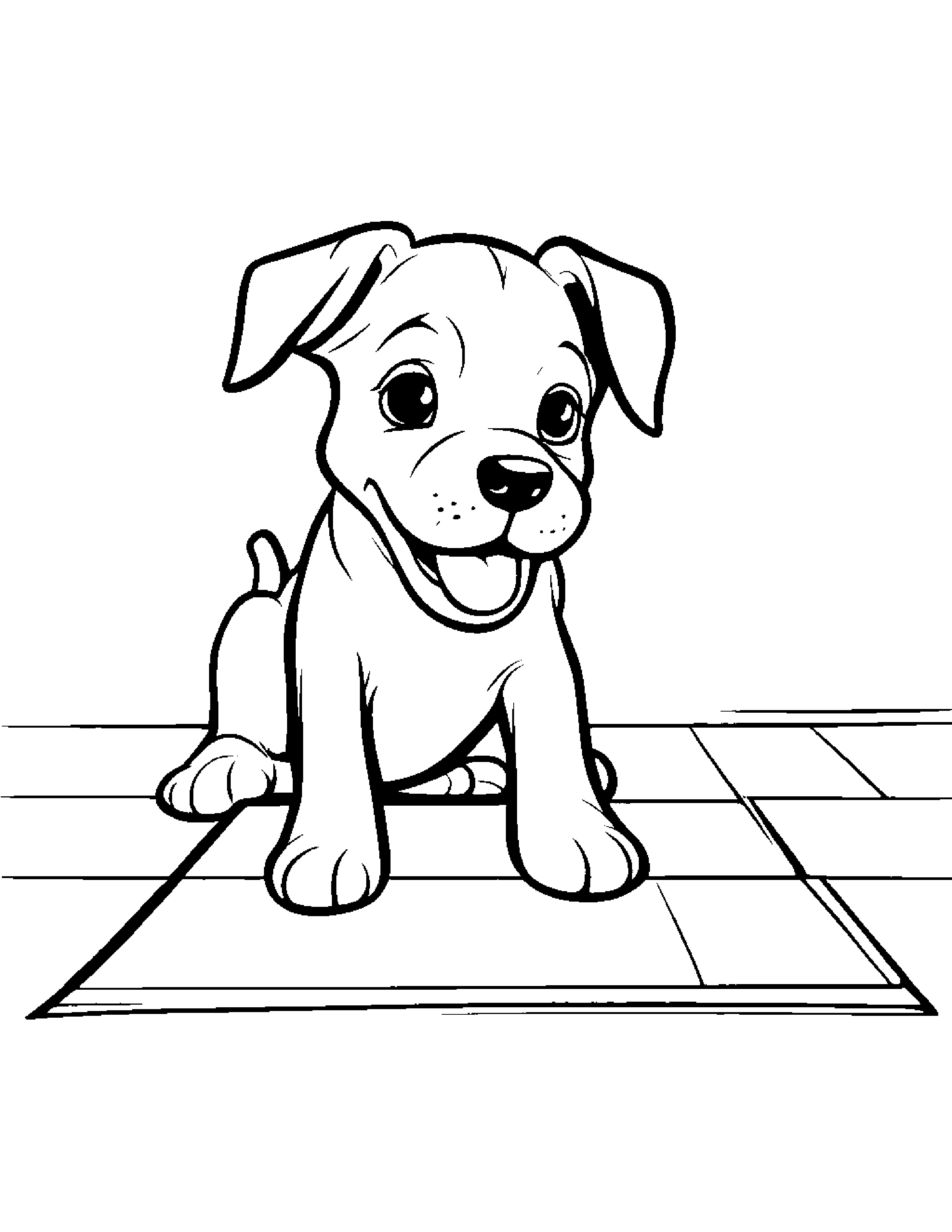 Puppy Dog Playing Hopscotch #3 Coloring Page (Free Printable PDF)