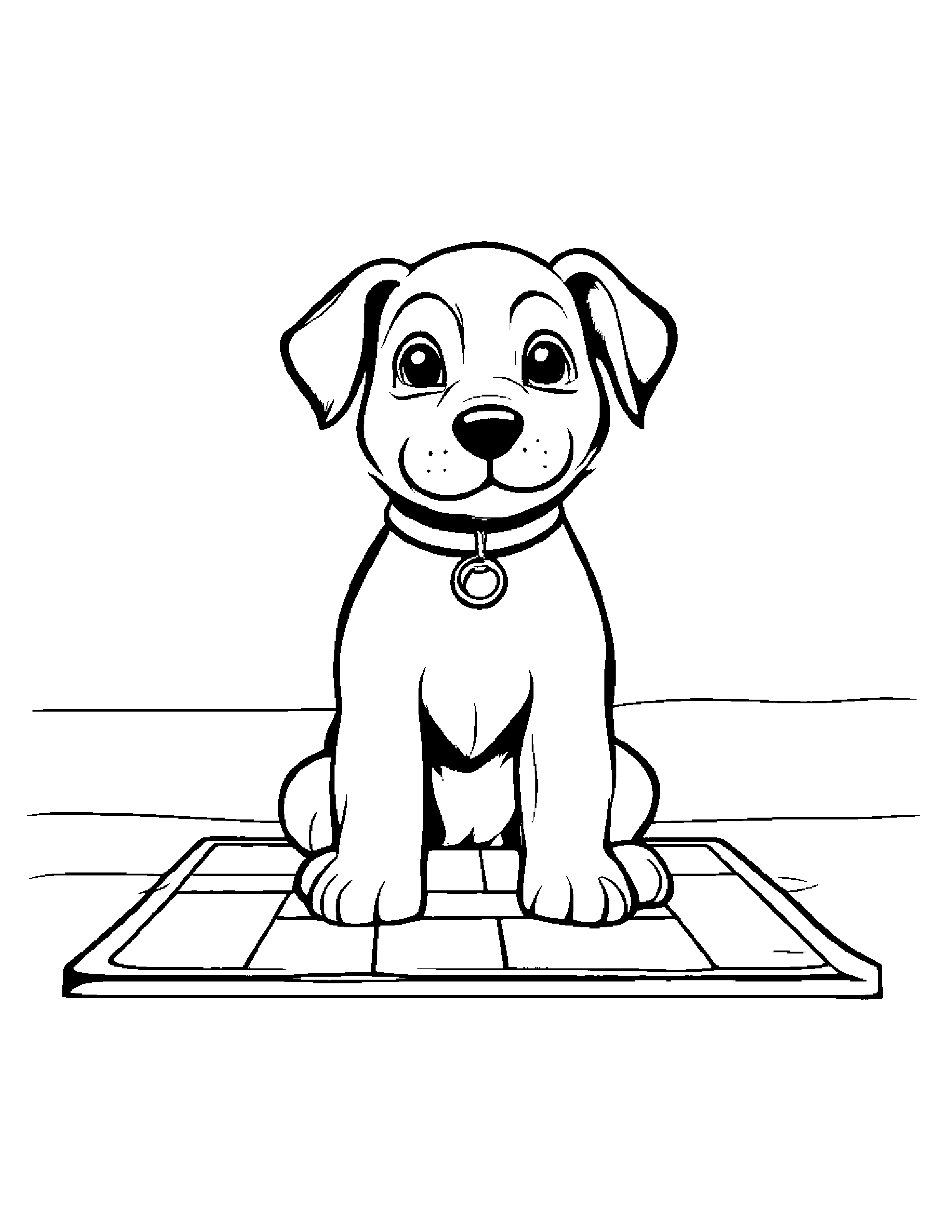 Puppy Dog Playing Hopscotch Coloring Page (Free Printable PDF)