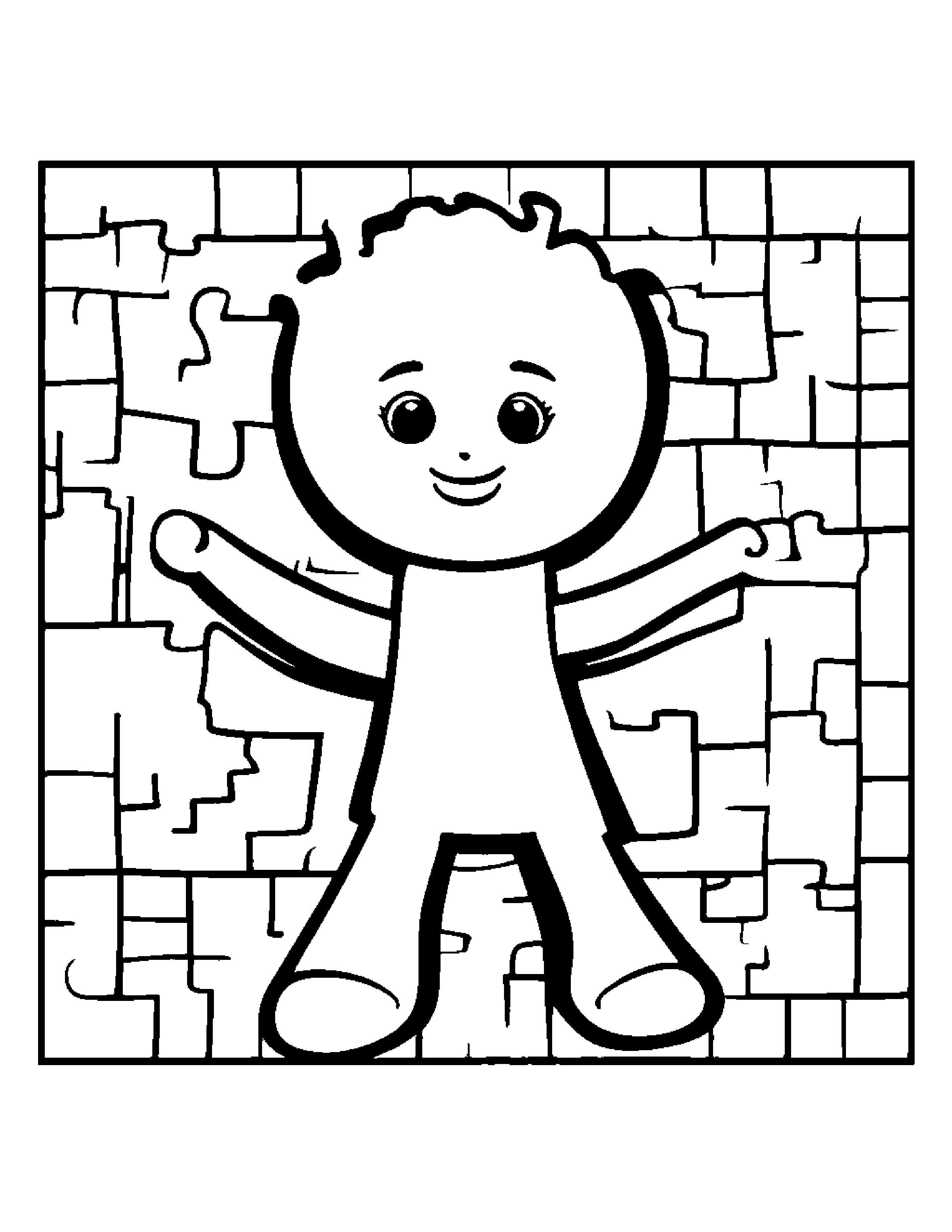 Puzzle Piece Dancing #3 Coloring Page (Free Printable PDF)