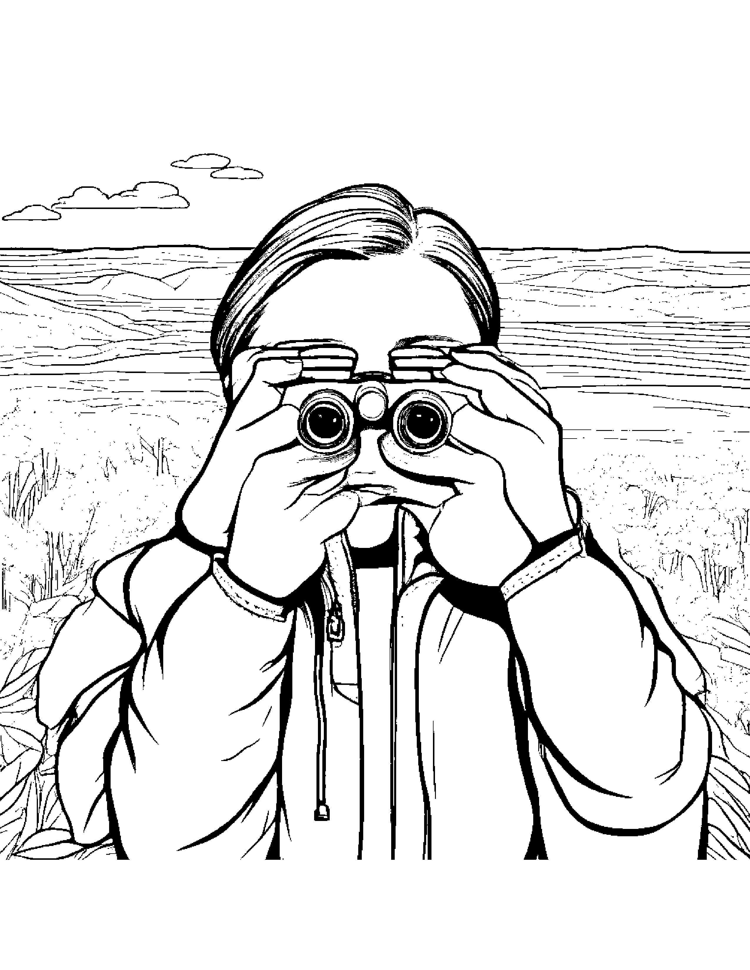 Quiet Binoculars #4 Coloring Page (Free Printable PDF)