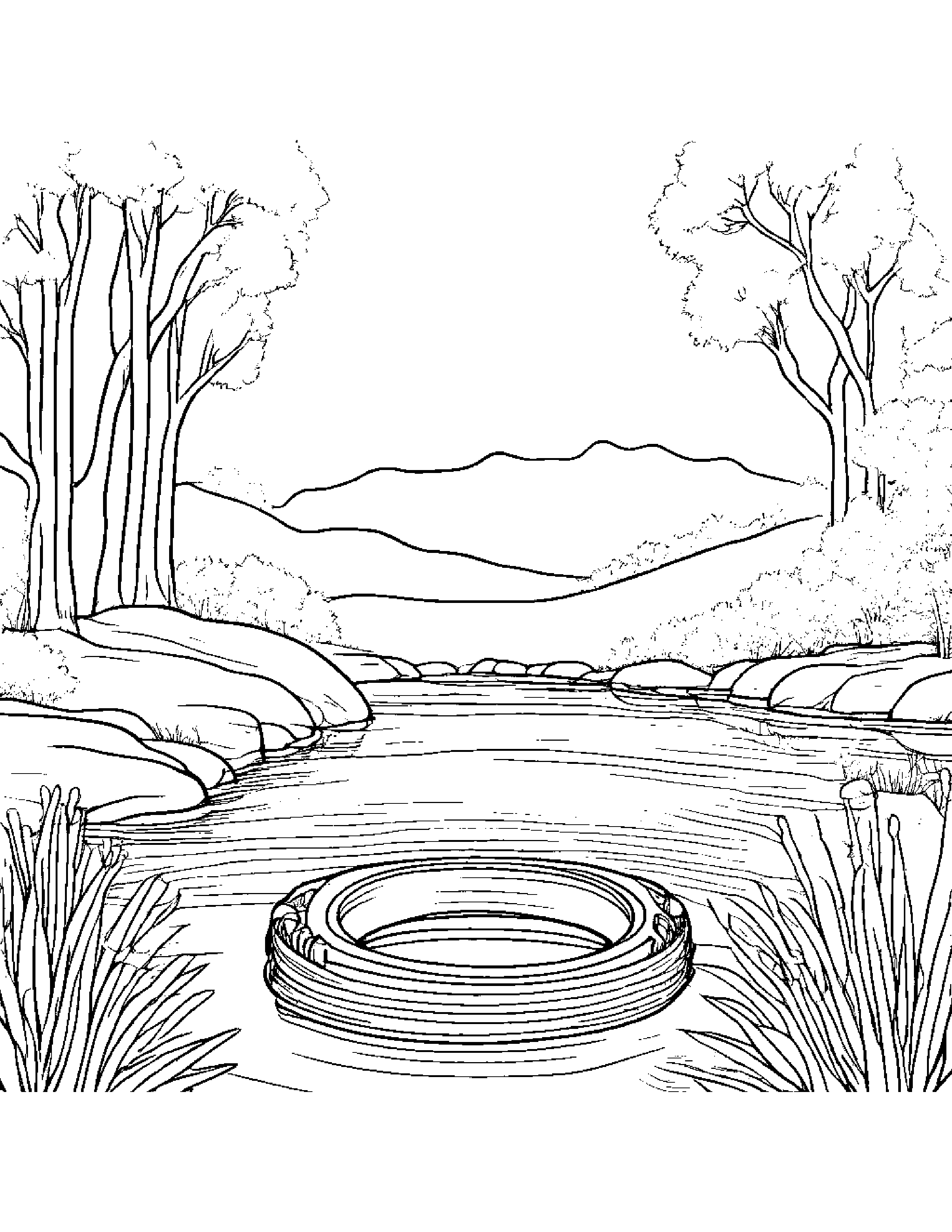 Quiet Tambourine Near A Gentle Stream #2 Coloring Page (Free Printable PDF)
