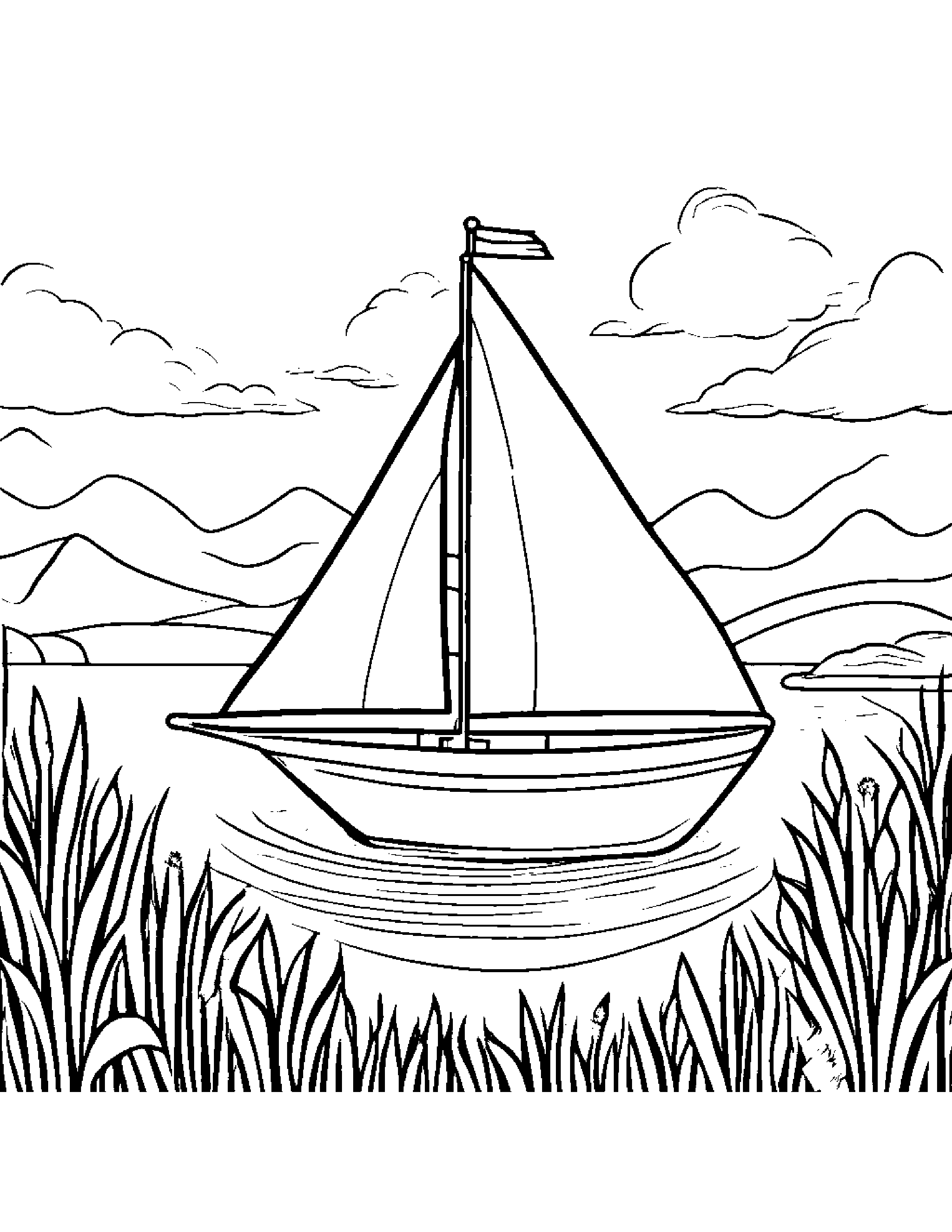 Sailboat Toy Singing In A Sunny Meadow #3 Coloring Page (Free Printable PDF)