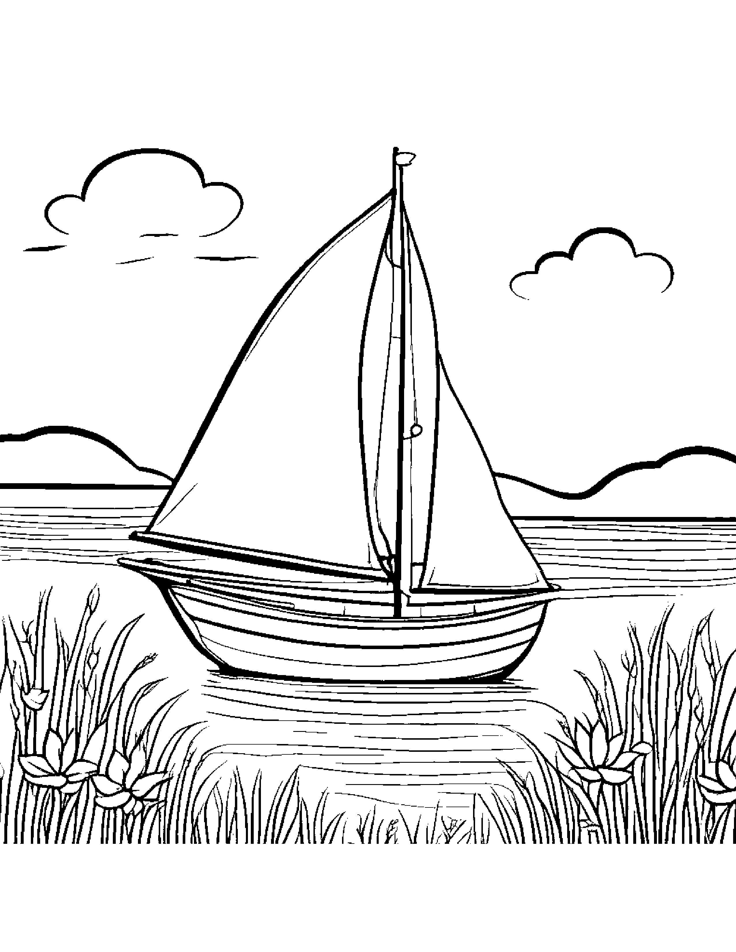 Sailboat Toy Singing In A Sunny Meadow #4 Coloring Page (Free Printable PDF)