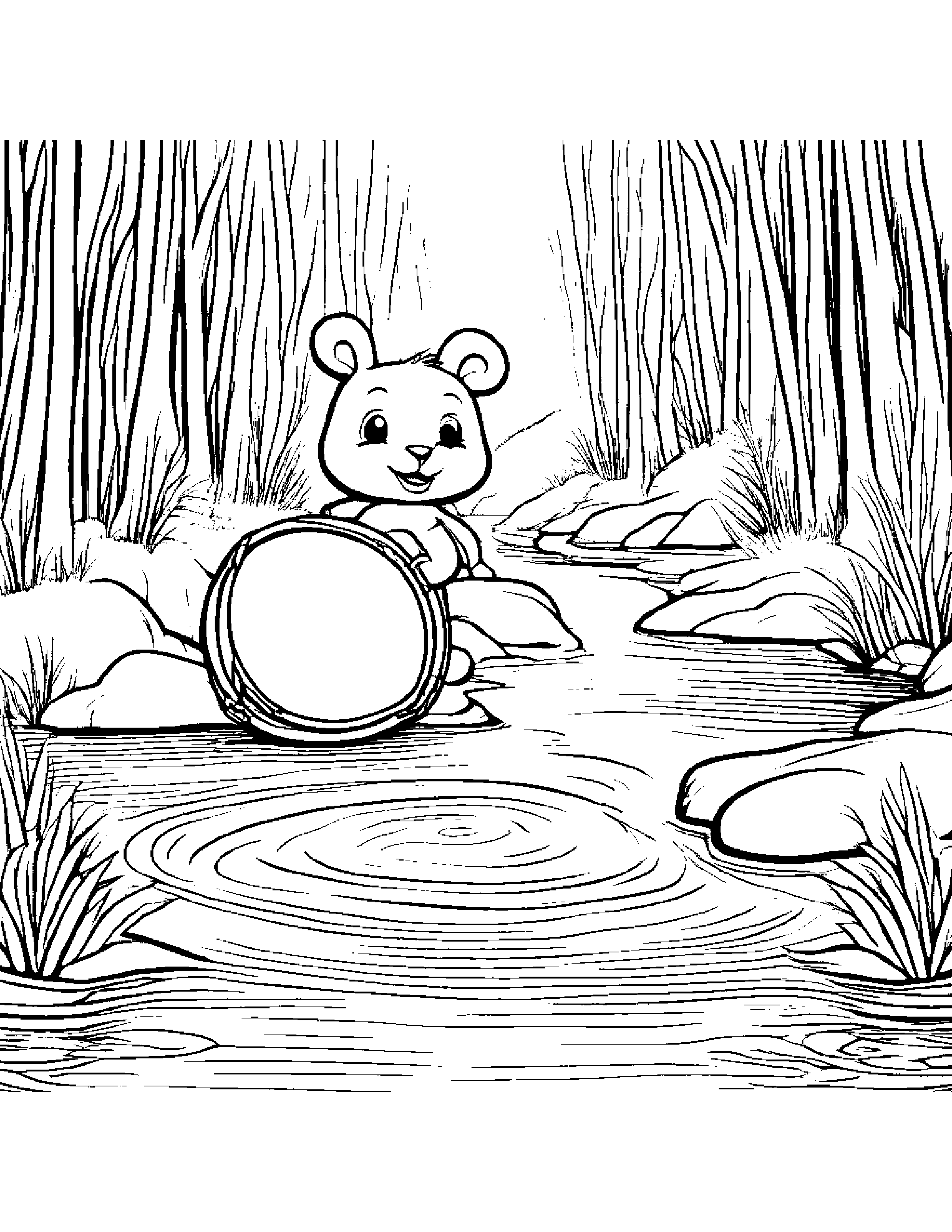 Shy Drum Near A Gentle Stream #3 Coloring Page (Free Printable PDF)