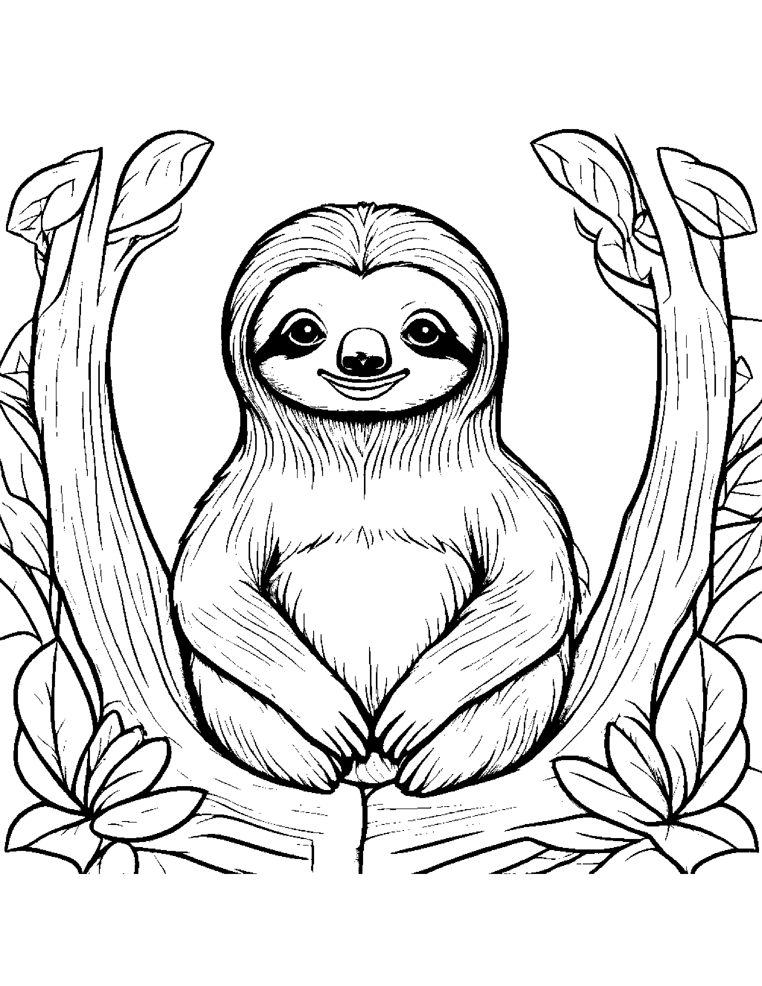 Sloth With A Sunny Sticker #2 Coloring Page (Free Printable PDF)