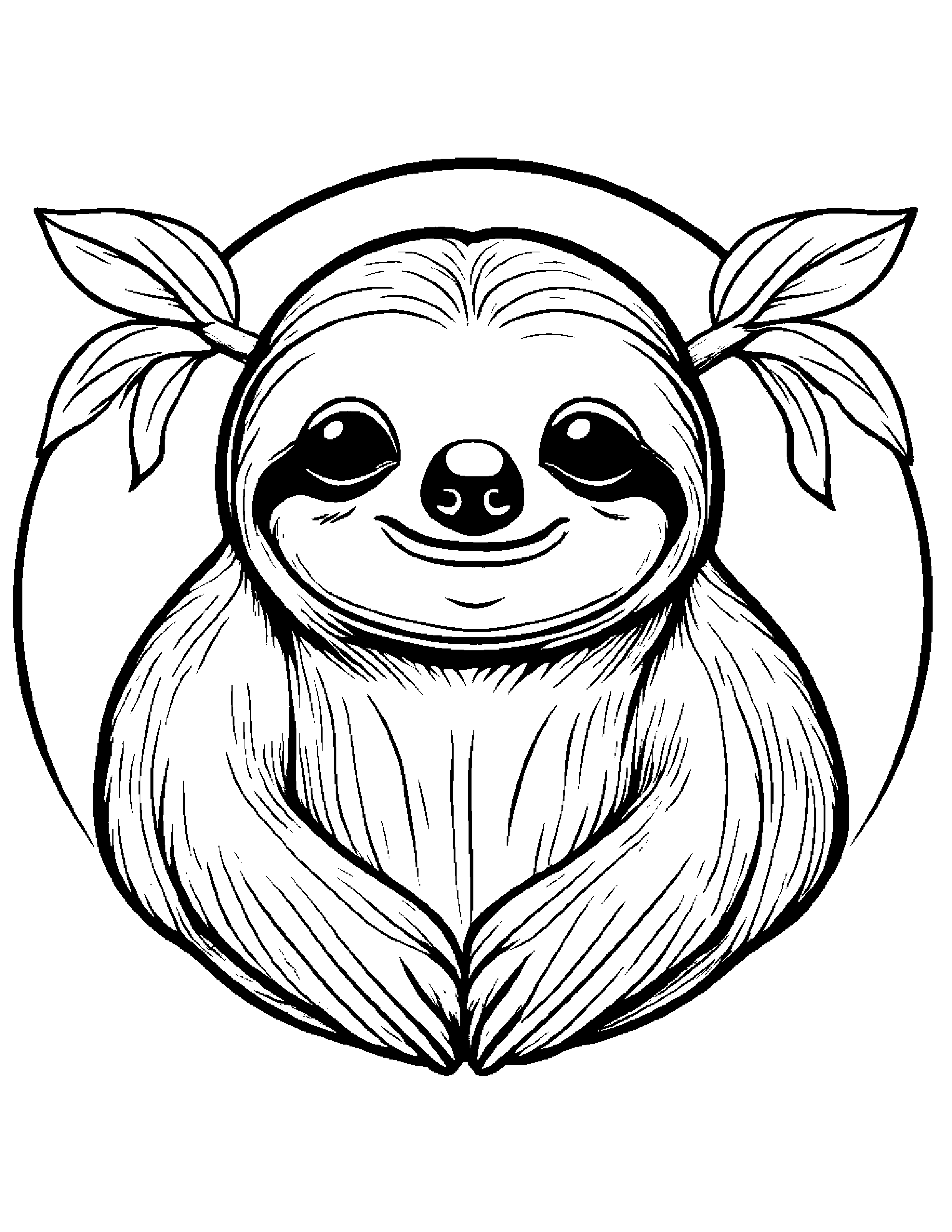 Sloth With A Sunny Sticker #3 Coloring Page (Free Printable PDF)