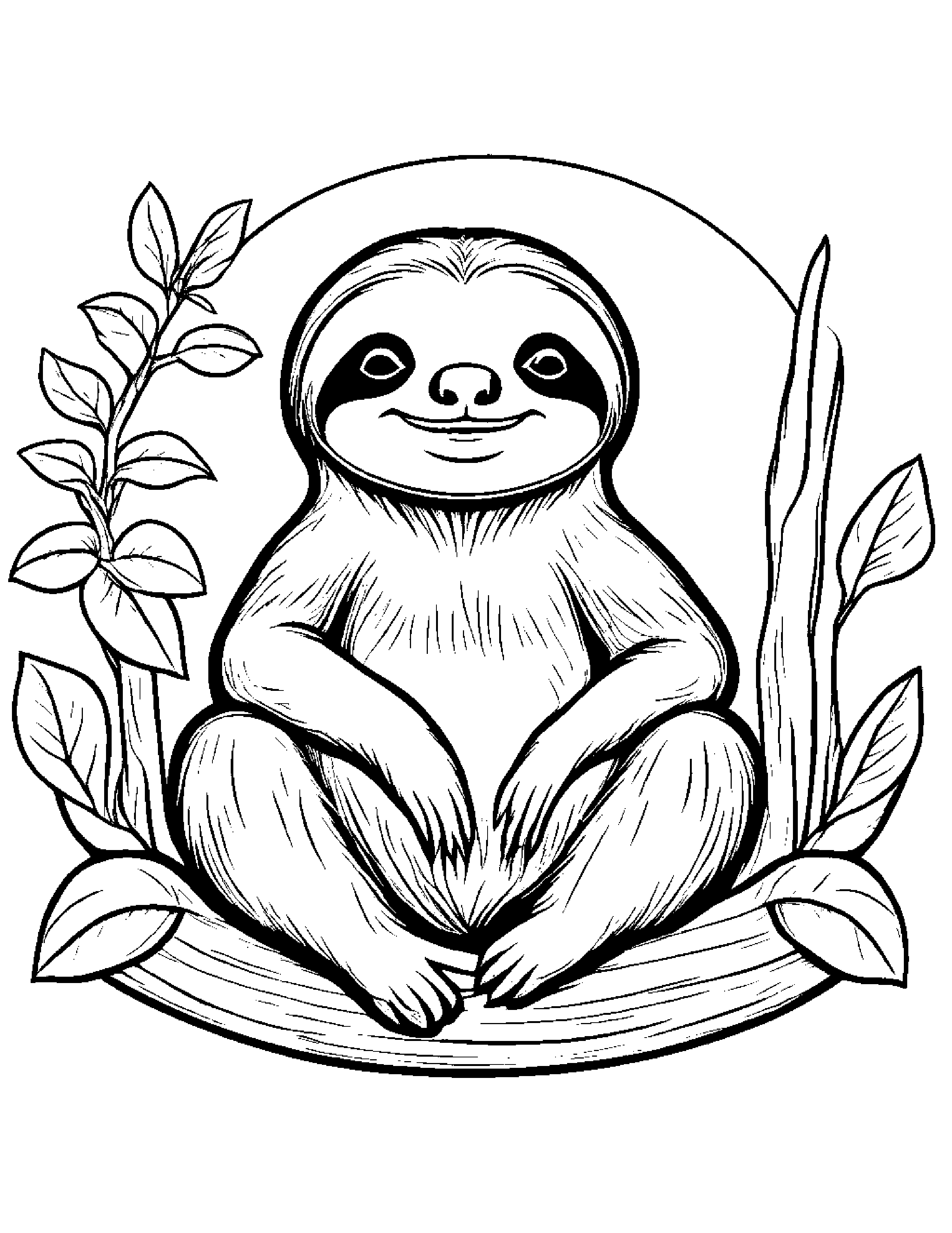 Sloth With A Sunny Sticker Coloring Page (Free Printable PDF)