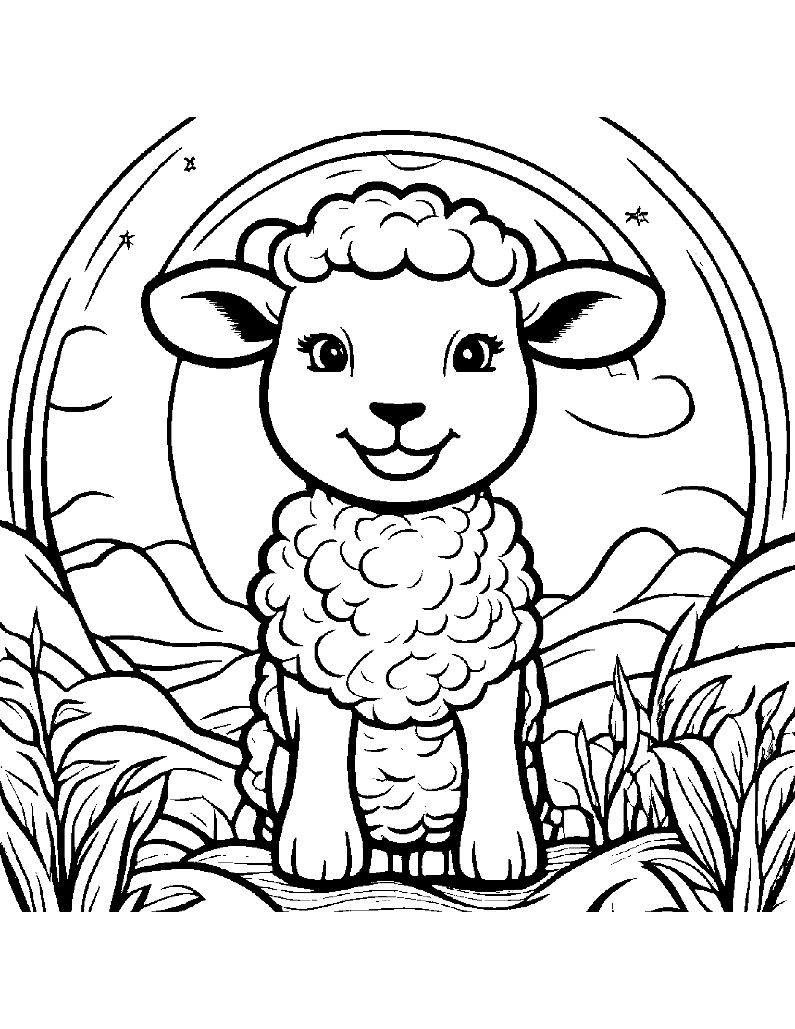 Sprightly Lamb Singing On A Friendly Planet #3 Coloring Page (Free Printable PDF)