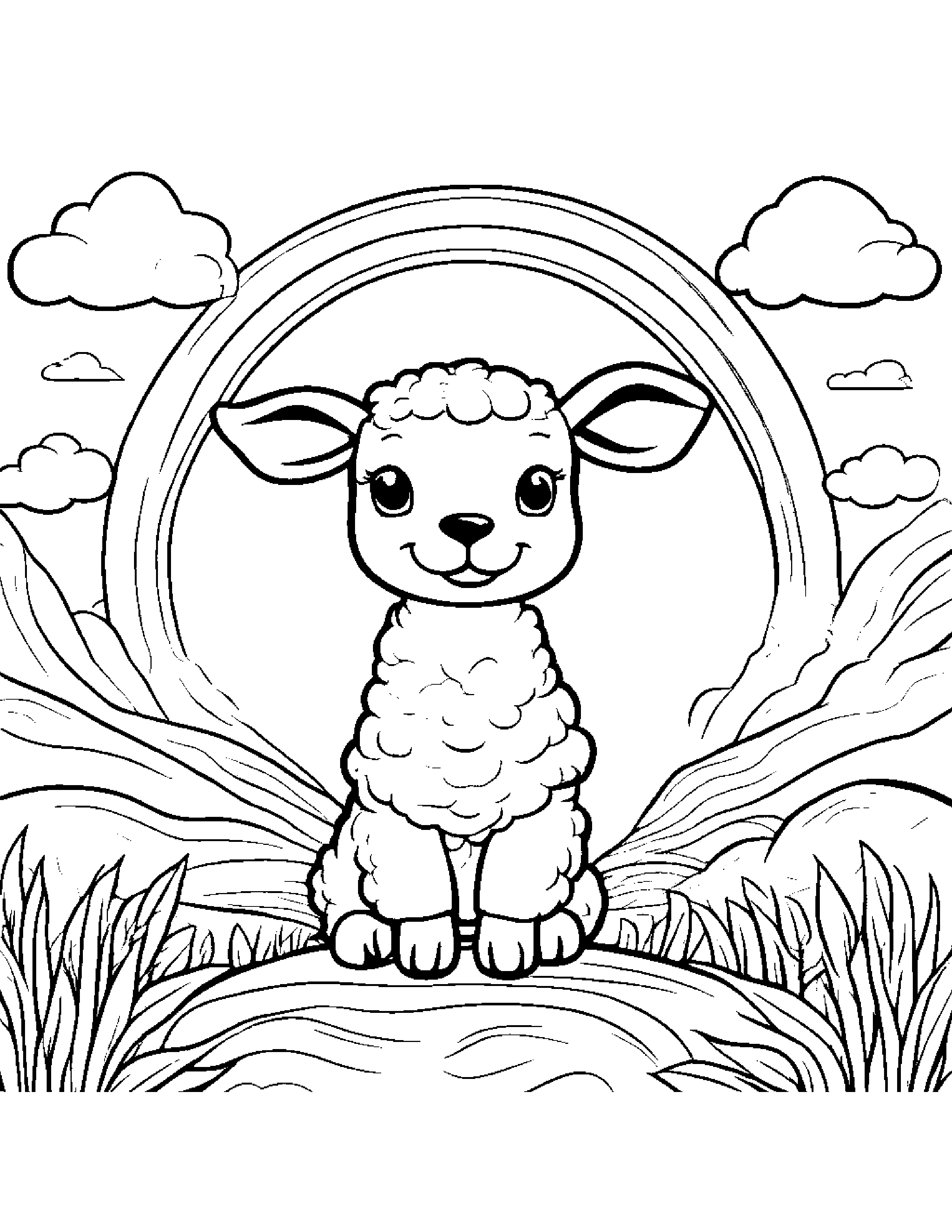 Sprightly Lamb Singing On A Friendly Planet Coloring Page (Free Printable PDF)