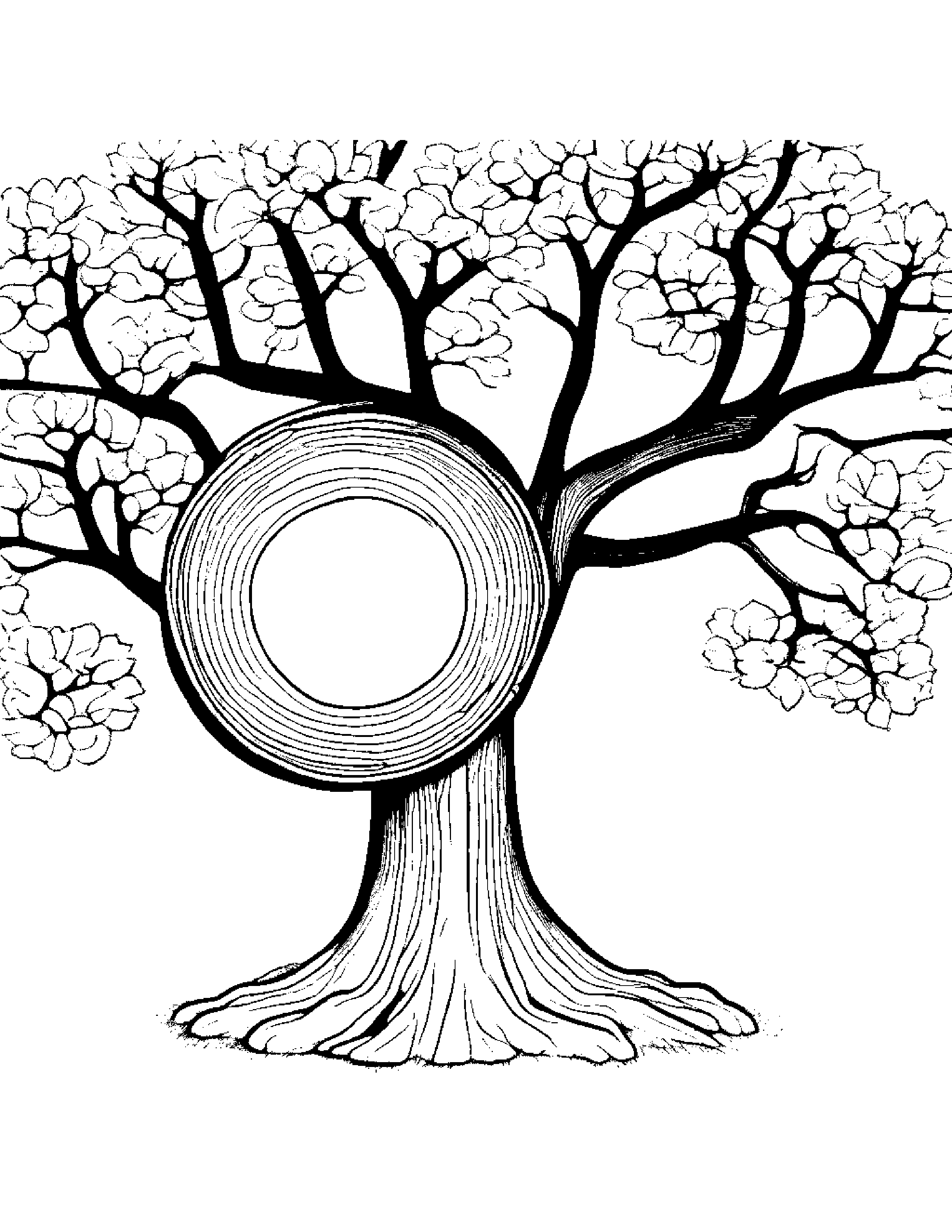 Tambourine Balancing On A Line By A Little Tree #3 Coloring Page (Free Printable PDF)