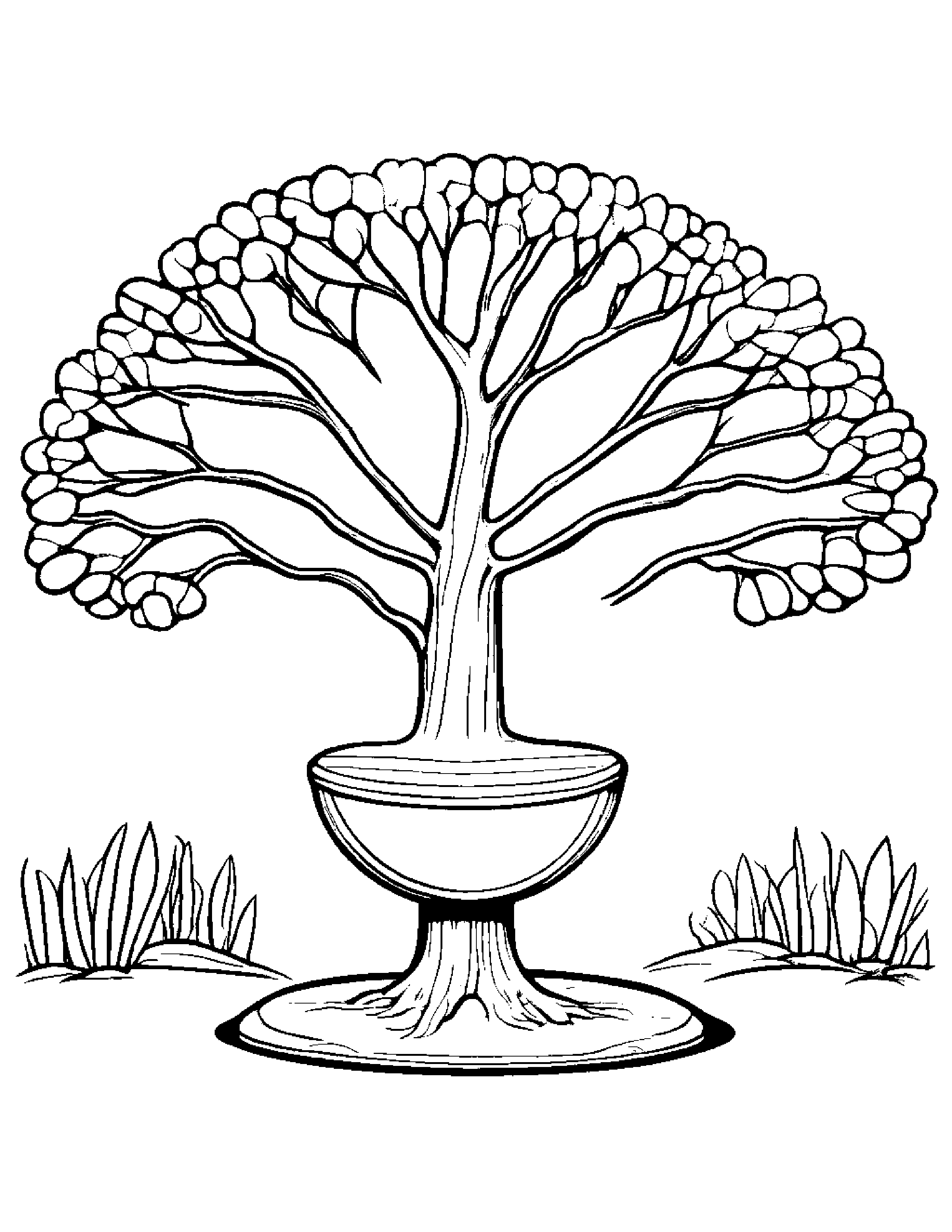 Tambourine Balancing On A Line By A Little Tree Coloring Page (Free Printable PDF)