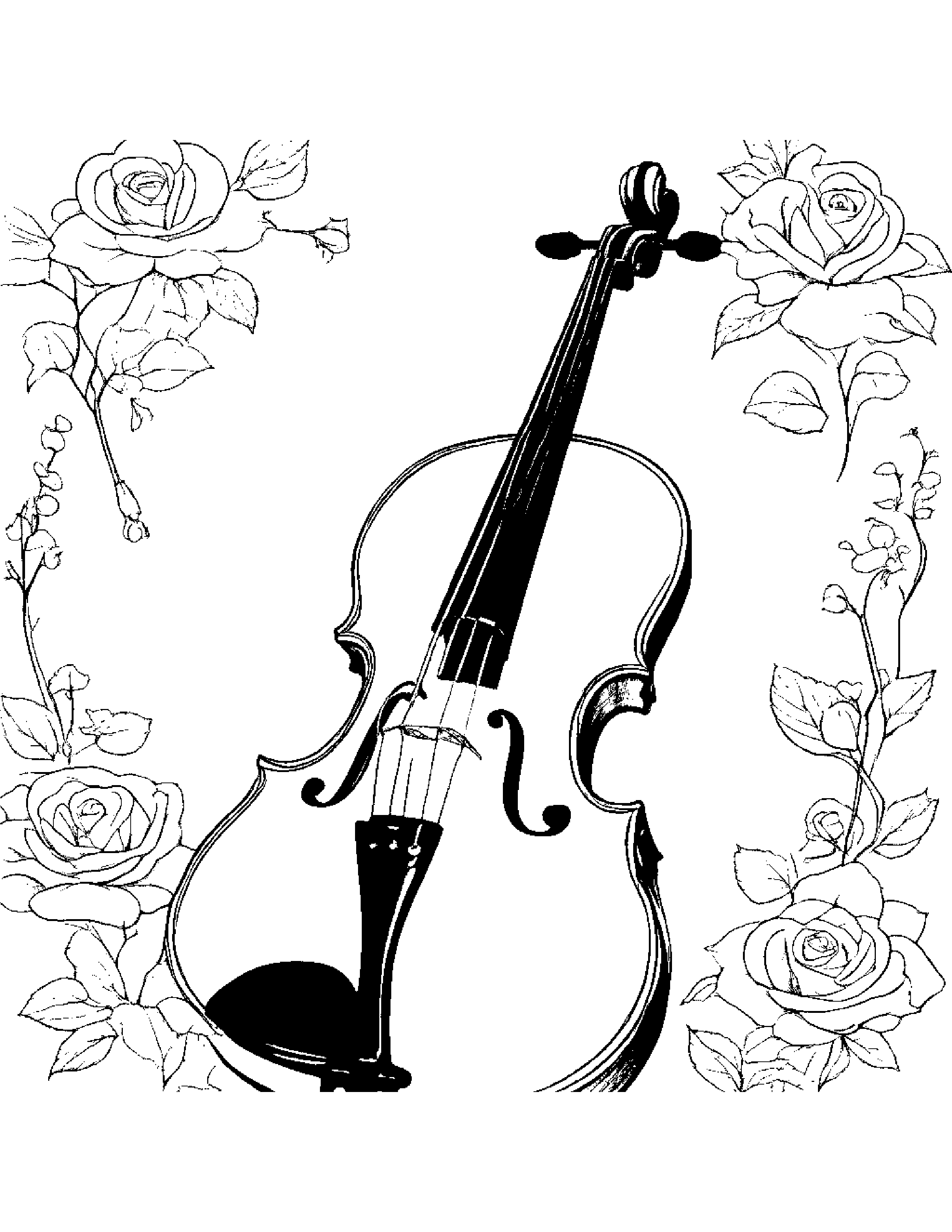 Violin Coloring #3 Coloring Page (Free Printable PDF)