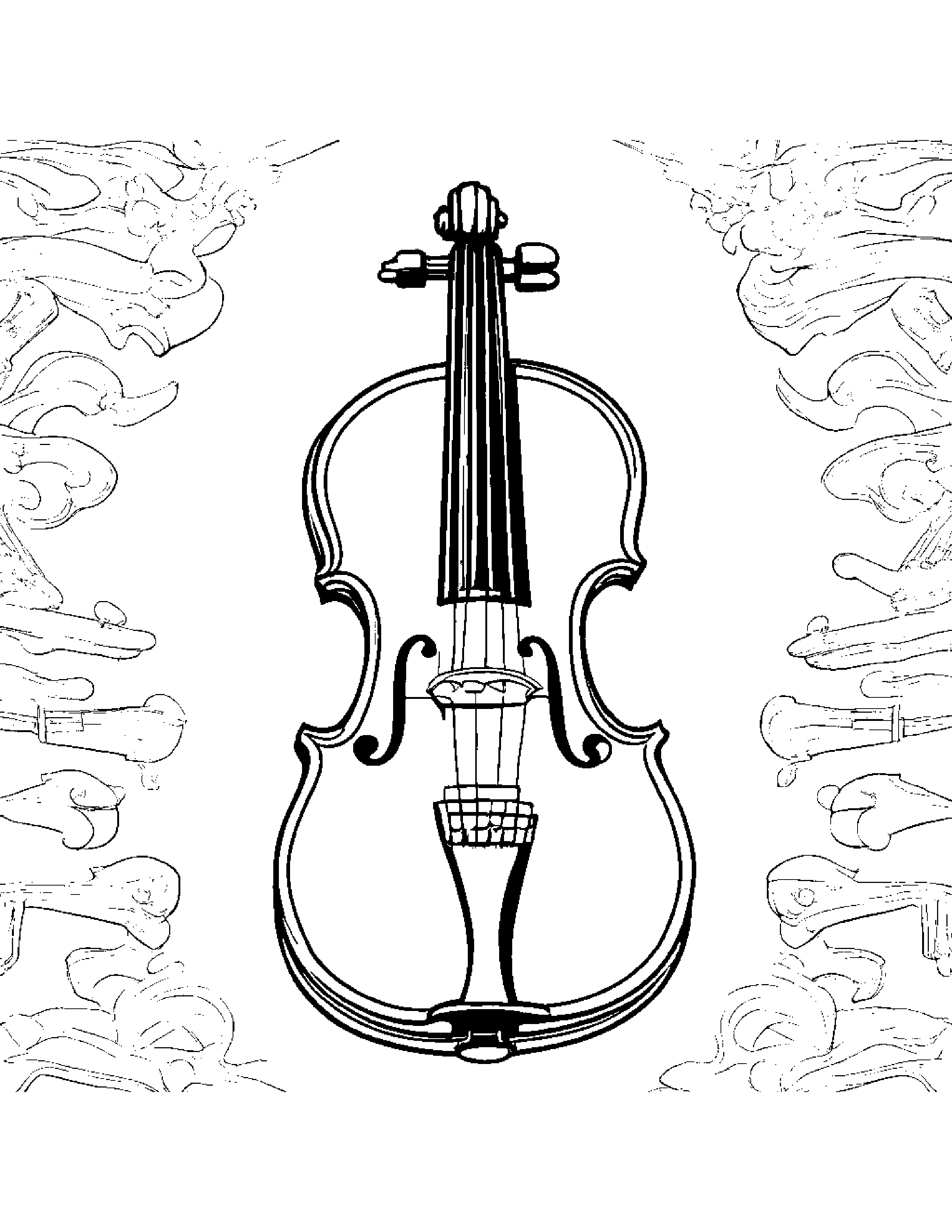Violin Coloring Coloring Page (Free Printable PDF)